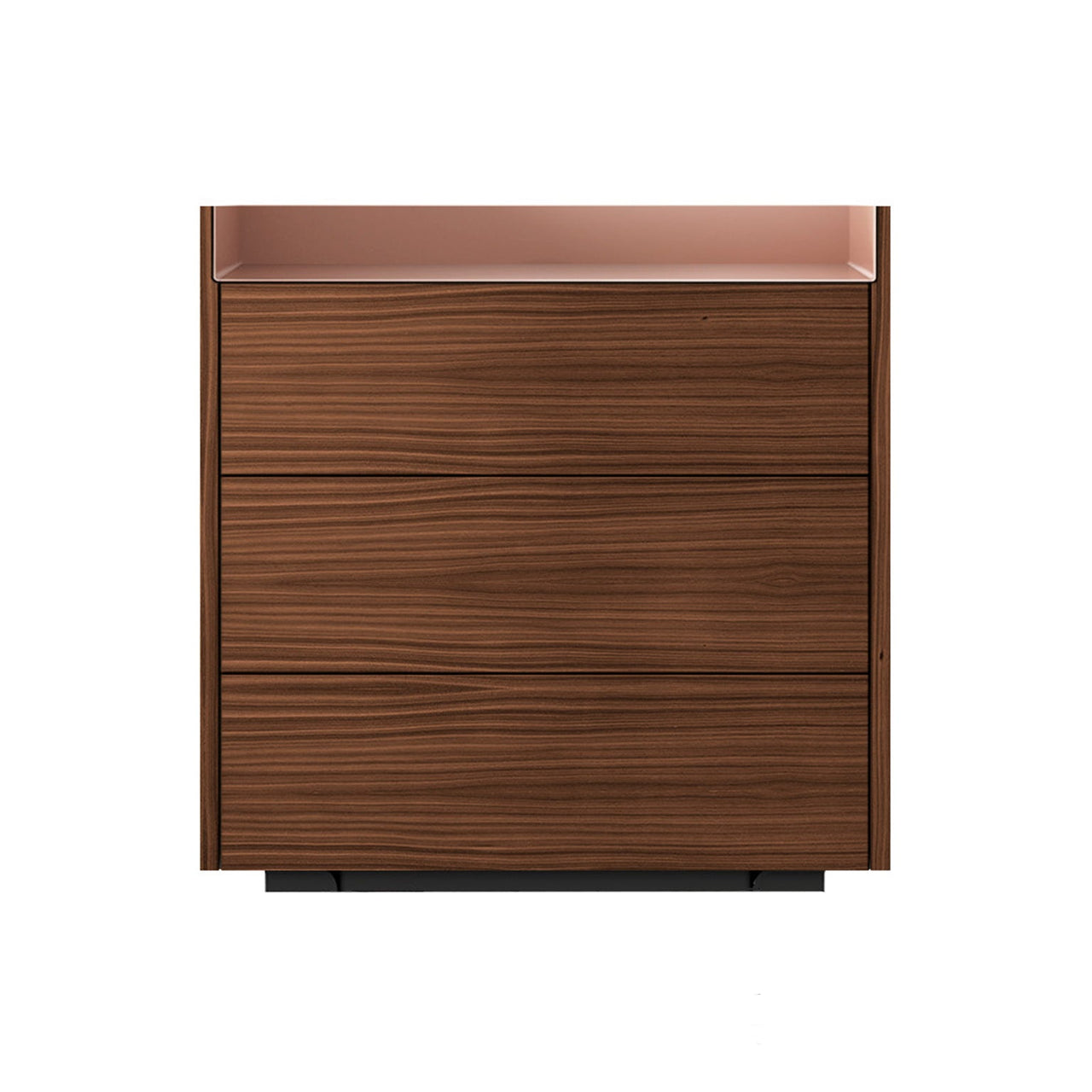 Stockholm STH012 Chest of Drawers: Composition 1 + Walnut Stained Walnut + Anodised Aluminum Pale Rose + Black