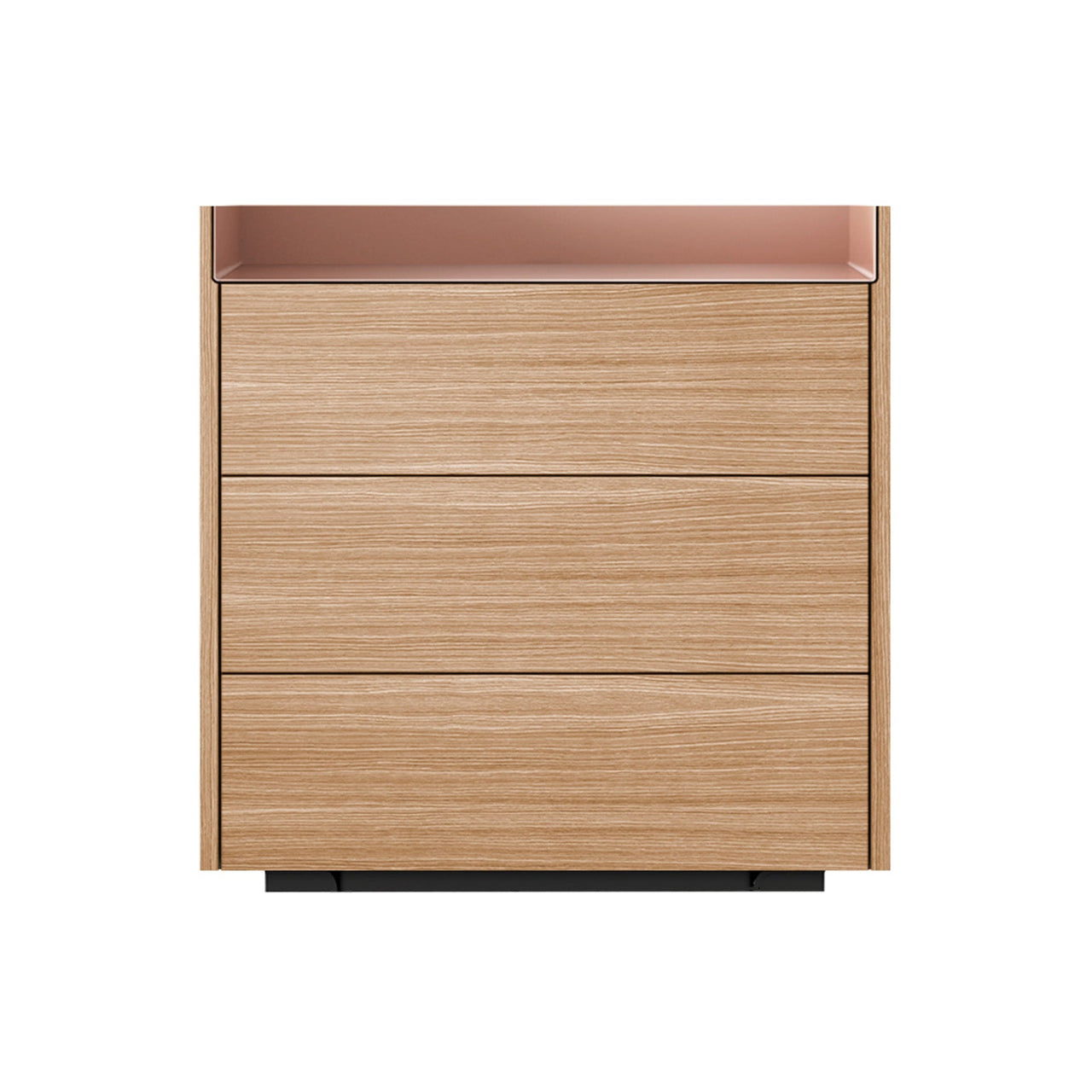 Stockholm STH012 Chest of Drawers: Composition 1 + Whitened Oak + Anodised Aluminum Pale Rose + Black