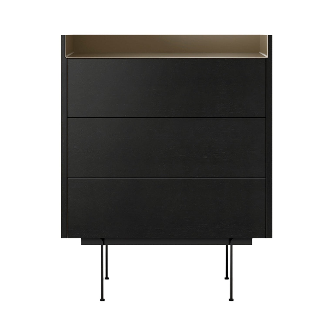 Stockholm STH012 Chest of Drawers: Composition 3 + Ebony Stained Oak + Anodised Aluminum Bronze + Black