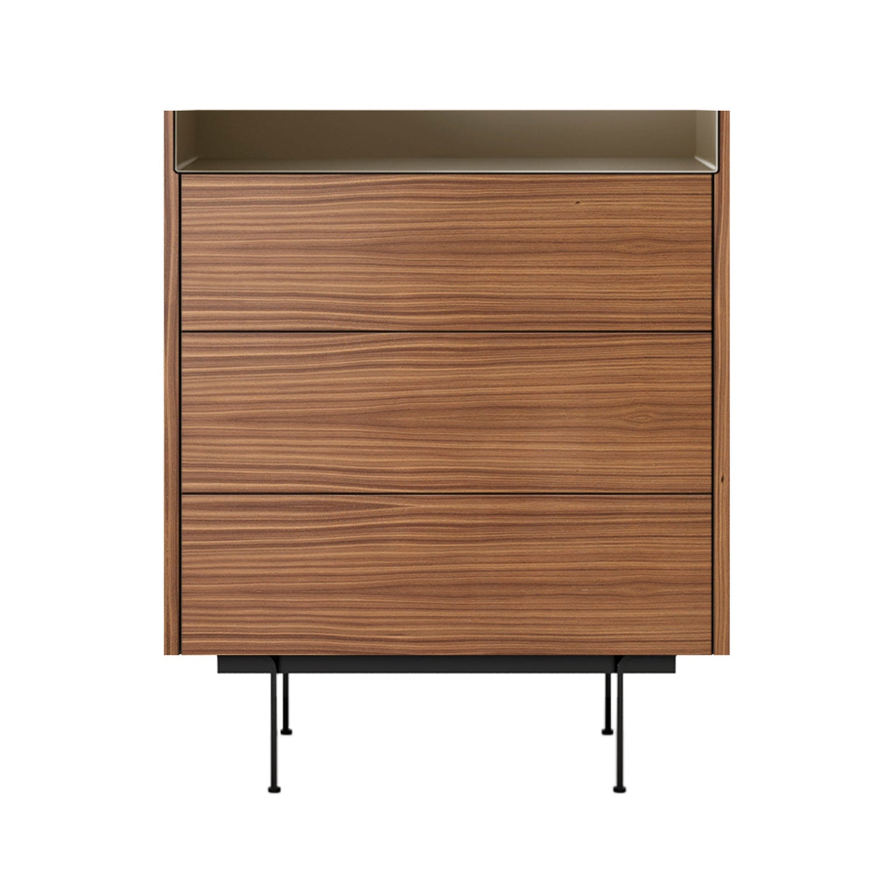 Stockholm STH012 Chest of Drawers: Composition 2 + Super-Matt Walnut + Anodised Aluminum Bronze + Black