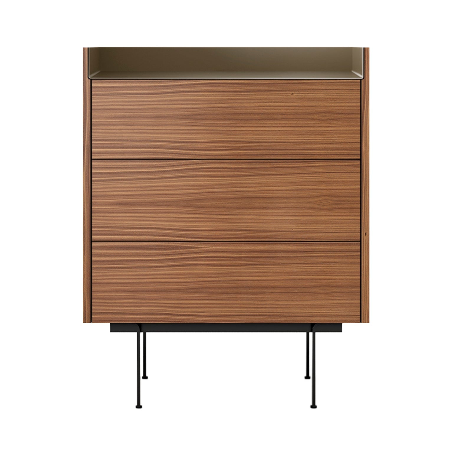 Stockholm STH012 Chest of Drawers: Composition 3 + Super-Matt Walnut + Anodised Aluminum Bronze + Black