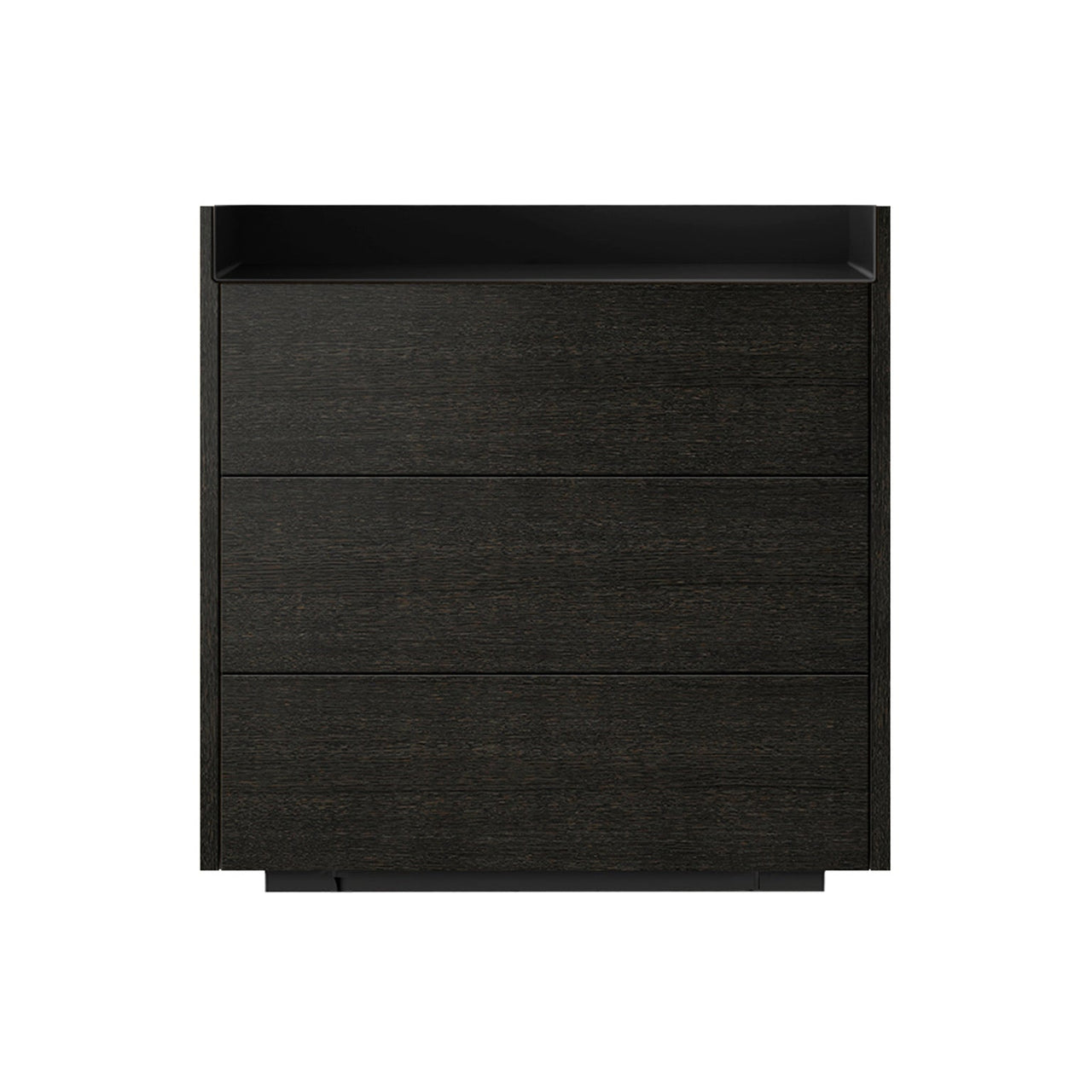 Stockholm STH012 Chest of Drawers: Composition 1 + Dark Grey Stained Oak + Anodised Aluminum Black + Black