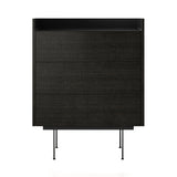 Stockholm STH012 Chest of Drawers: Composition 3 + Dark Grey Stained Oak  + Anodised Aluminum Black + Black