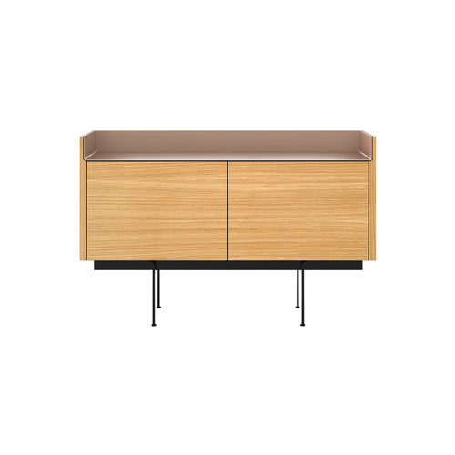 Stockholm STH201 Sideboard: Composition 3 + Super-Matt Oak + Anodized Aluminum Pale Rose + Black