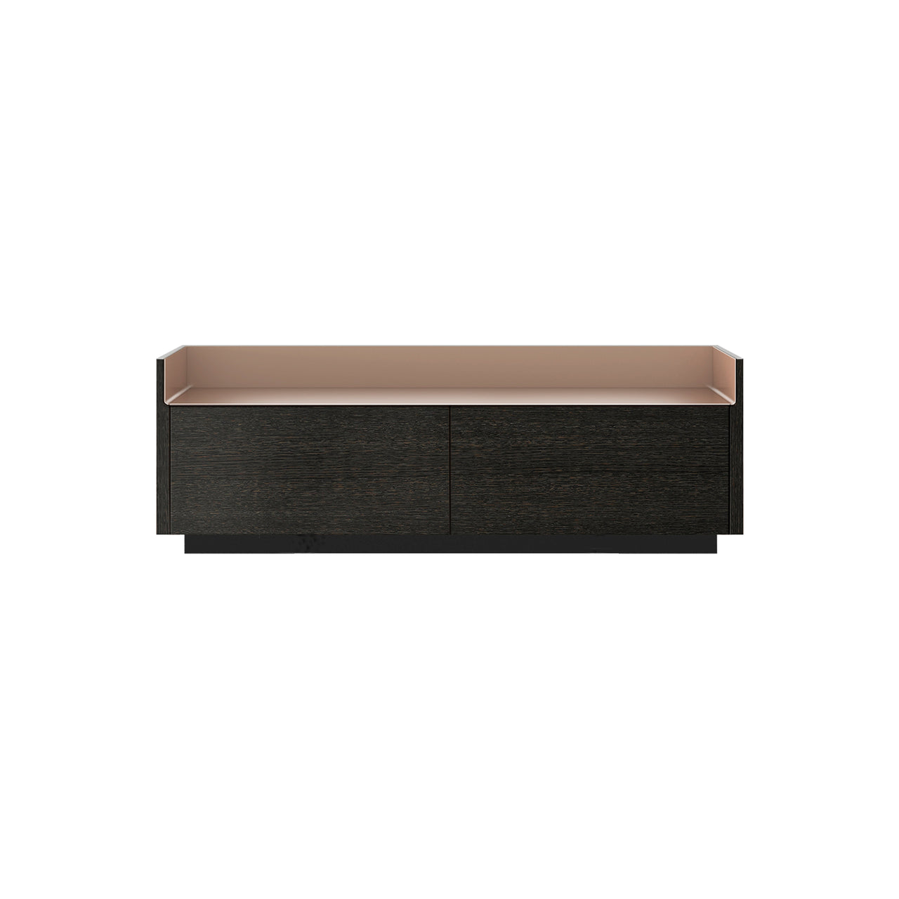 Stockholm STH251 Slim Sideboard: Composition 1 + Dark Grey Stained Oak + Anodised Aluminum Pale Rose + Black