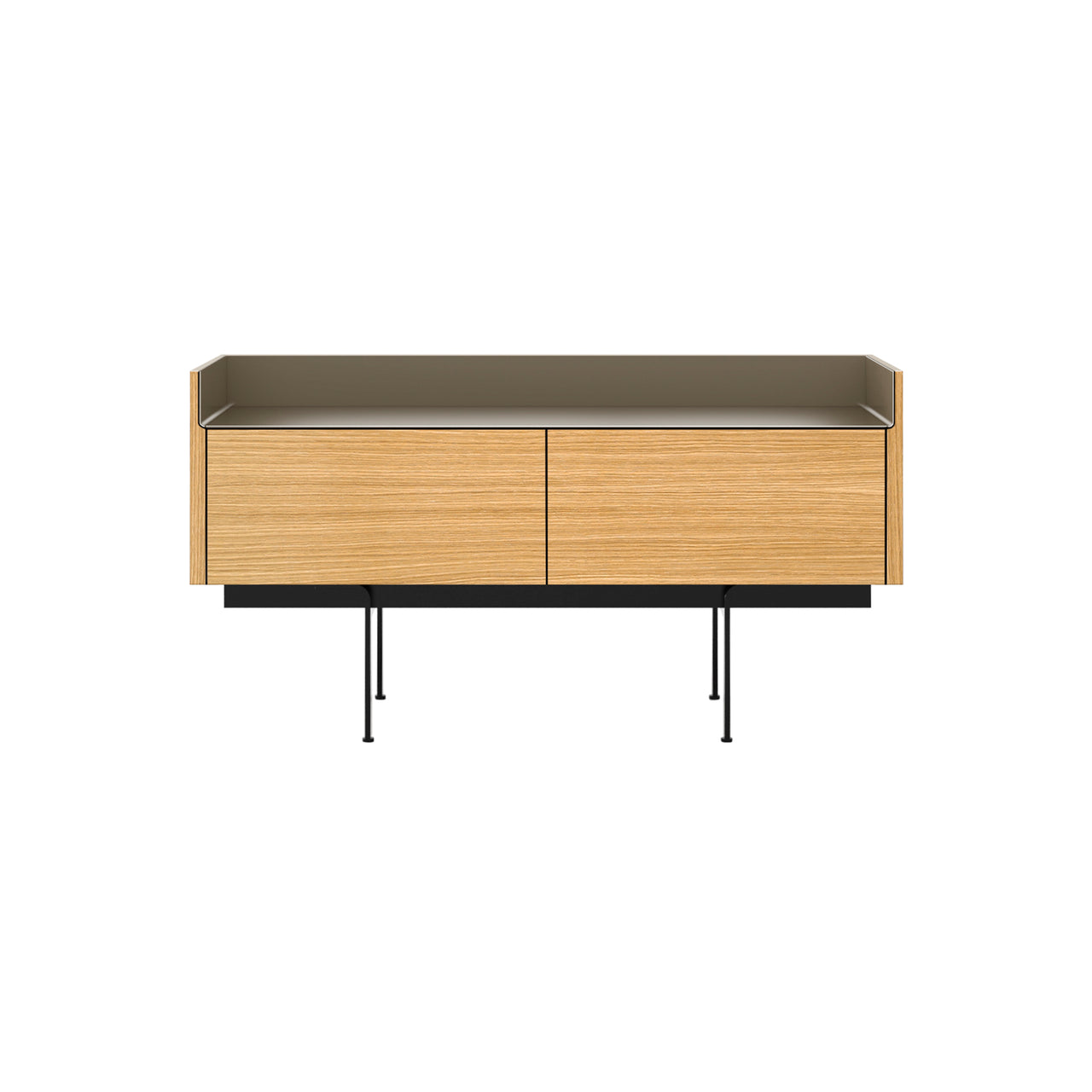 Stockholm STH251 Slim Sideboard: Composition 3 + Super-Matt Oak + Anodized Aluminum Bronze + Black