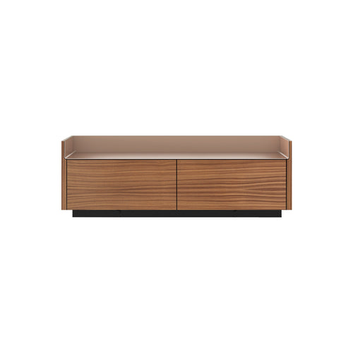 Stockholm STH251 Slim Sideboard: Composition 1 + Super-Matt Walnut + Anodised Aluminum Pale Rose + Black
