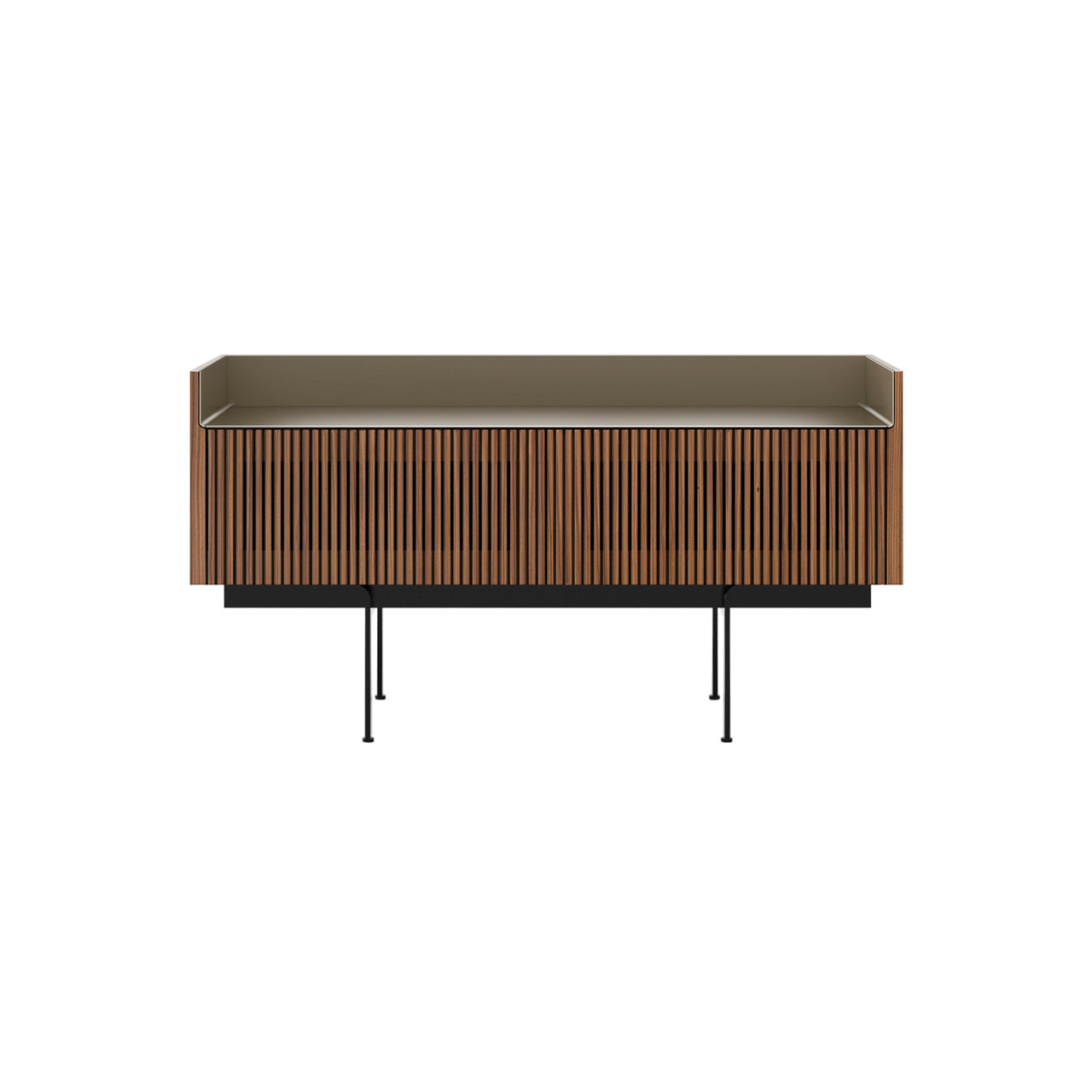 Stockholm STH253 Slim Sideboard: Composition 3 + Super-Matt Walnut + Anodized Aluminum Bronze + Black