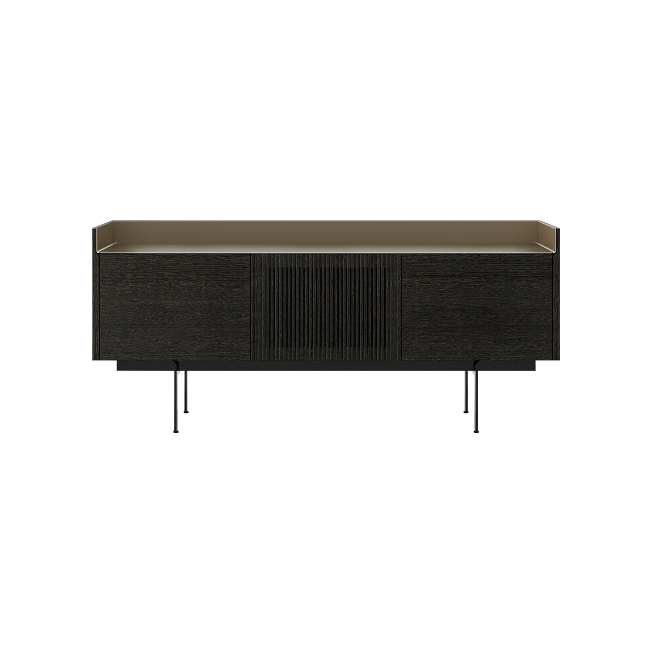 Stockholm Technic Sideboard: STH303 + Dark Grey Stained Oak + Anodized Aluminum Bronze + Black