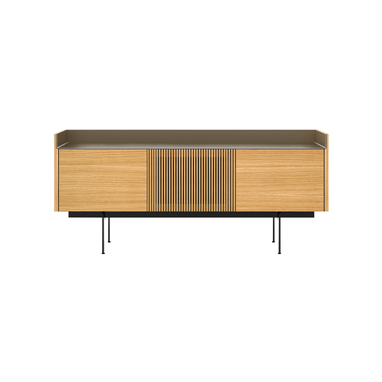 Stockholm STH303 Technic Sideboard: Composition 3 + Super-Matt Oak + Anodized Aluminum Bronze + Black