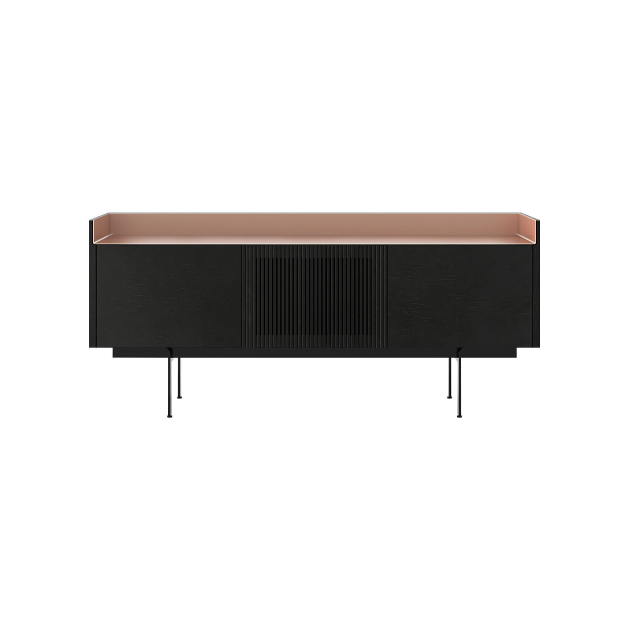 Stockholm Technic Sideboard: STH303 + Ebony Stained Oak + Anodized Aluminum Pale Rose + Black