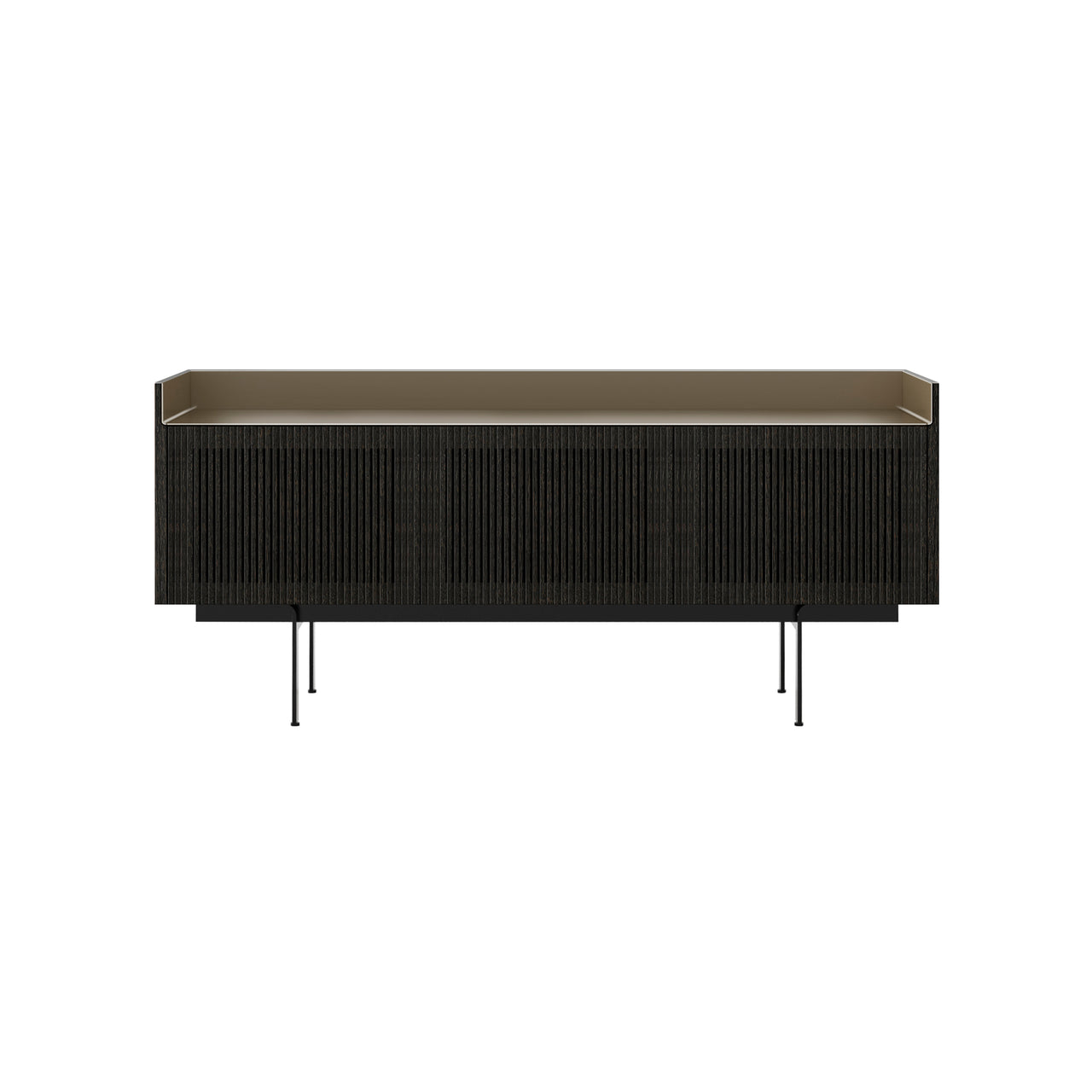 Stockholm Technic Sideboard: STH304 + Dark Grey Stained Oak + Anodized Aluminum Bronze + Black