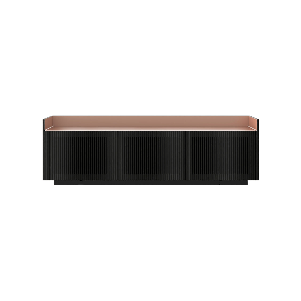 Stockholm STH304 Sideboard: Composition 1 + Ebony Stained Oak + Anodized Aluminum Pale Rose + Black