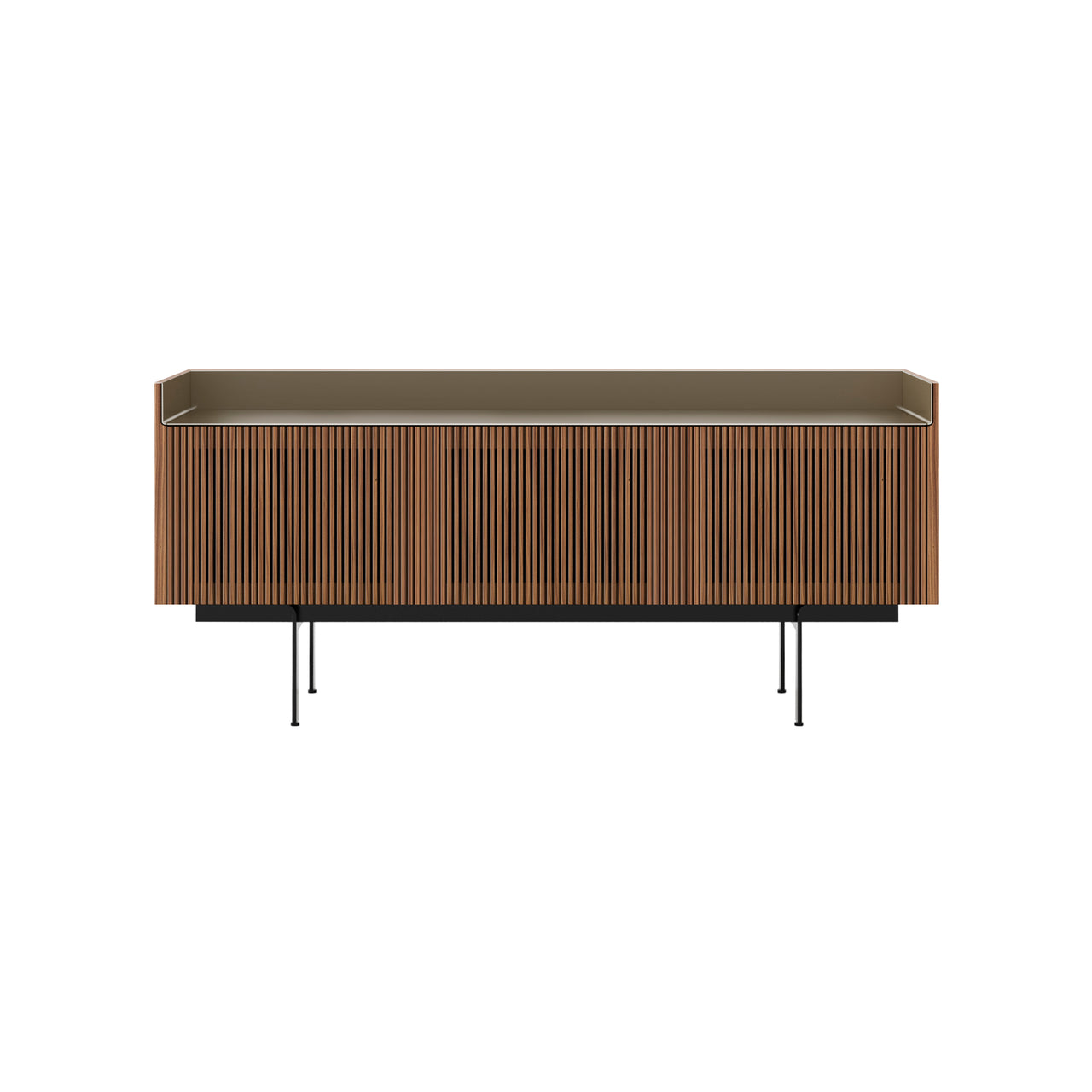 Stockholm STH304 Technic Sideboard: Composition 3 + Super-Matt Walnut + Anodized Aluminum Bronze + Black