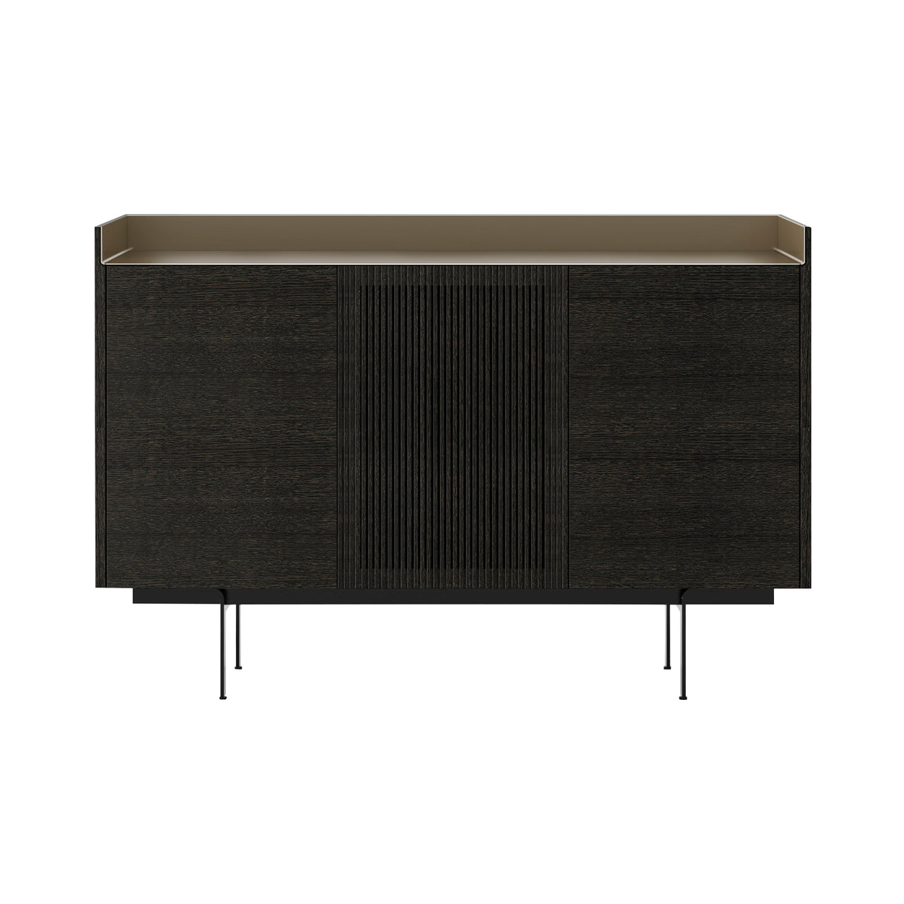 Stockholm STH334 Cupboard: Composition 3 + Dark Grey Stained Oak + Anodized Aluminum Bronze + Black