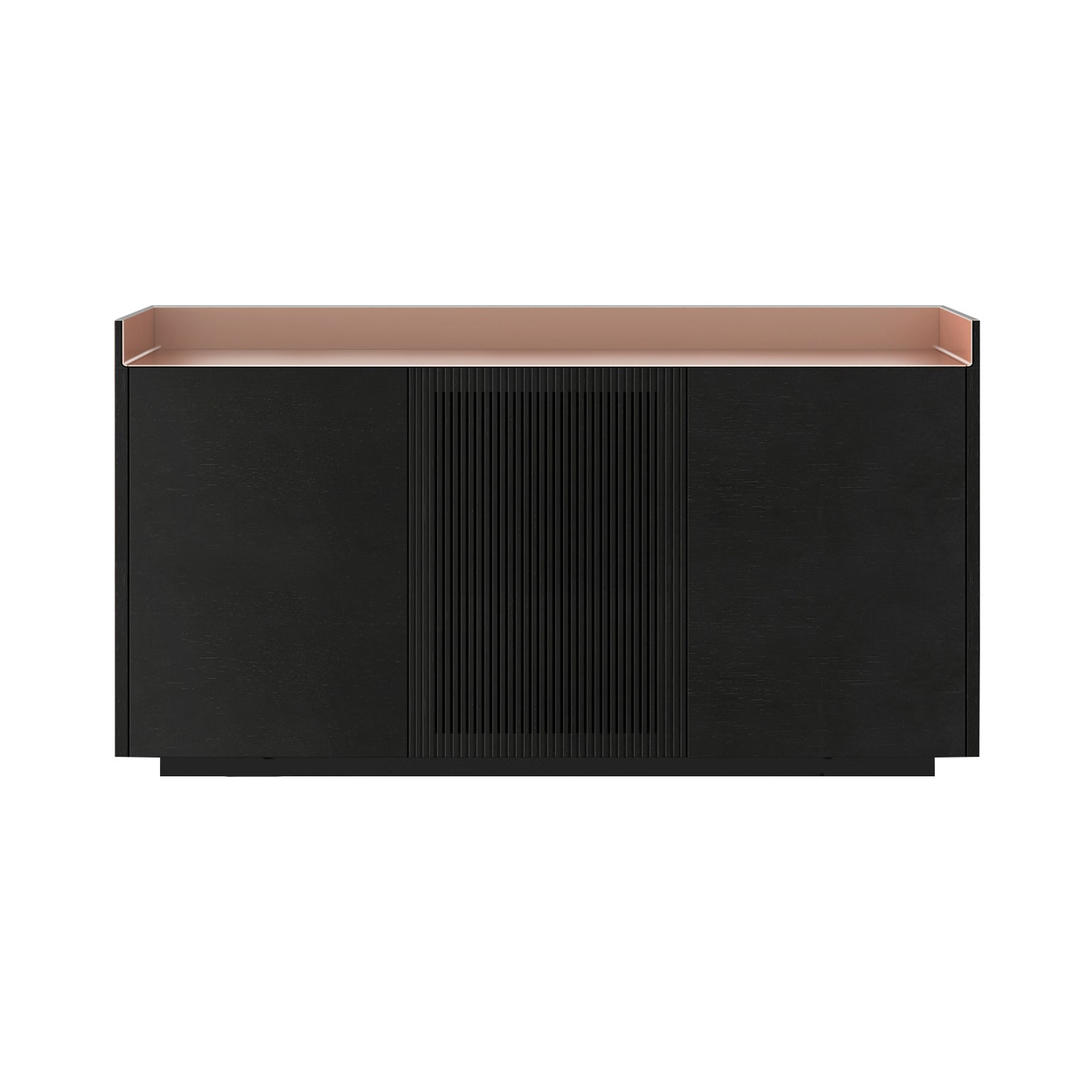 Stockholm STH334 Cupboard: Composition 1 + Ebony Stained Oak + Anodized Aluminum Pale Rose + Black