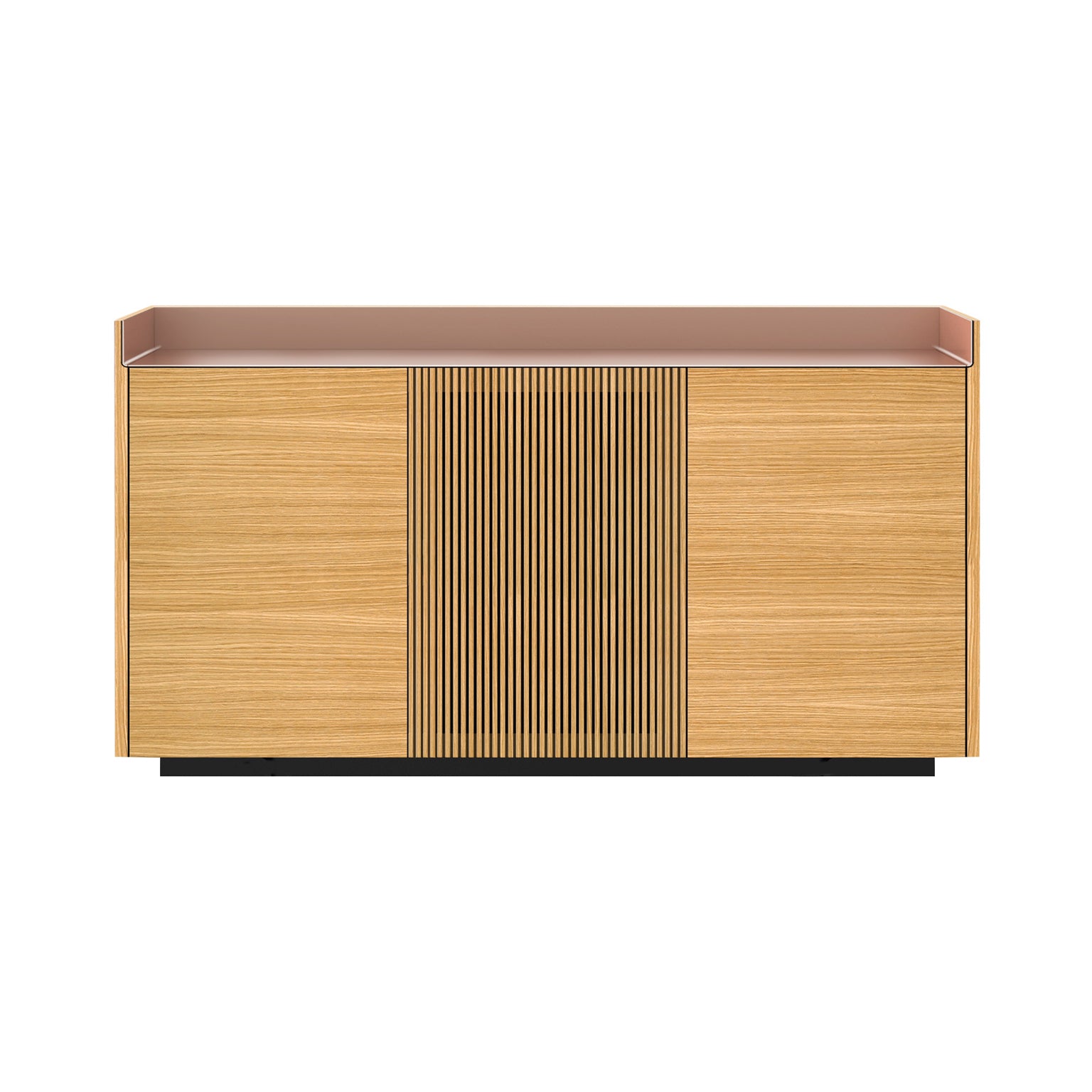 Stockholm STH334 Cupboard: Composition 1 + Super-Matt Oak + Anodized Aluminum Pale Rose + Black