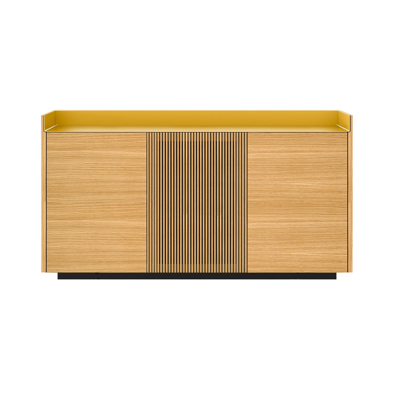 Stockholm STH334 Cupboard: Composition 1 + Super-Matt Oak + Anodized Aluminum Gold + Black
