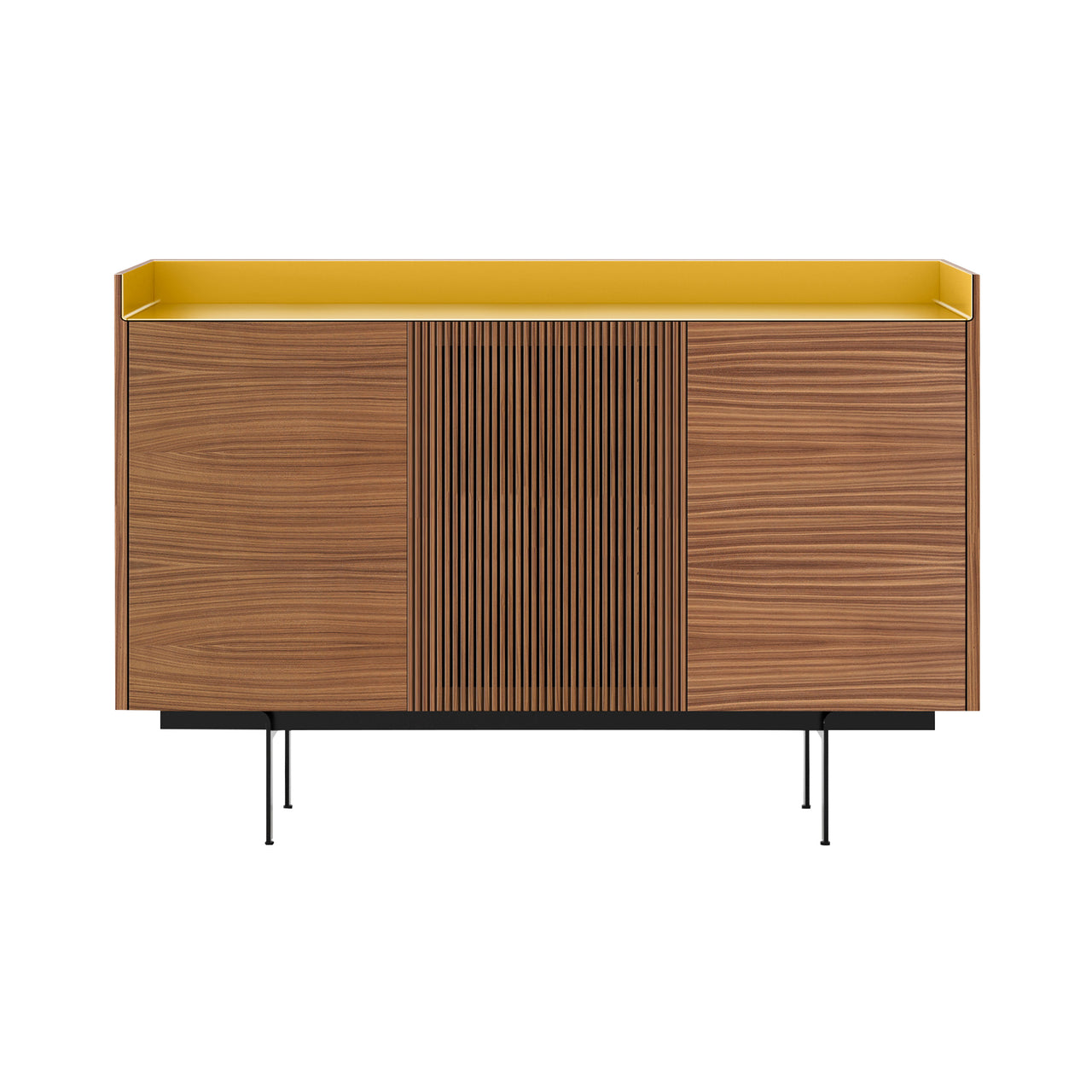 Stockholm STH334 Cupboard: Composition 3 + Super-Matt Walnut + Anodized Aluminum Gold + Black