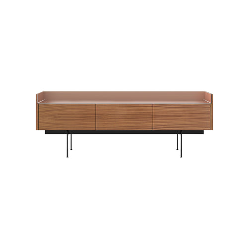 Stockholm STH351 Slim Sideboard: Composition 3 + Super-Matt Walnut + Anodized Aluminum Pale Rose + Black