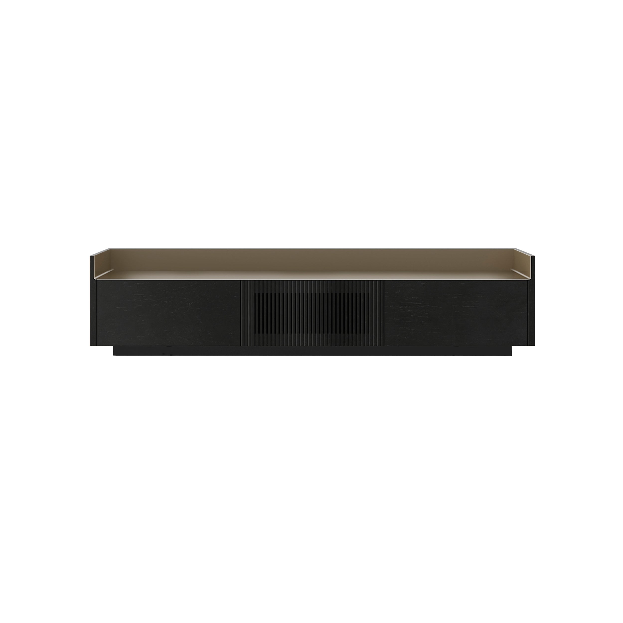 Stockholm STH353 Slim Sideboard: Composition 1 + Ebony Stained Oak + Anodized Aluminum Bronze + Black