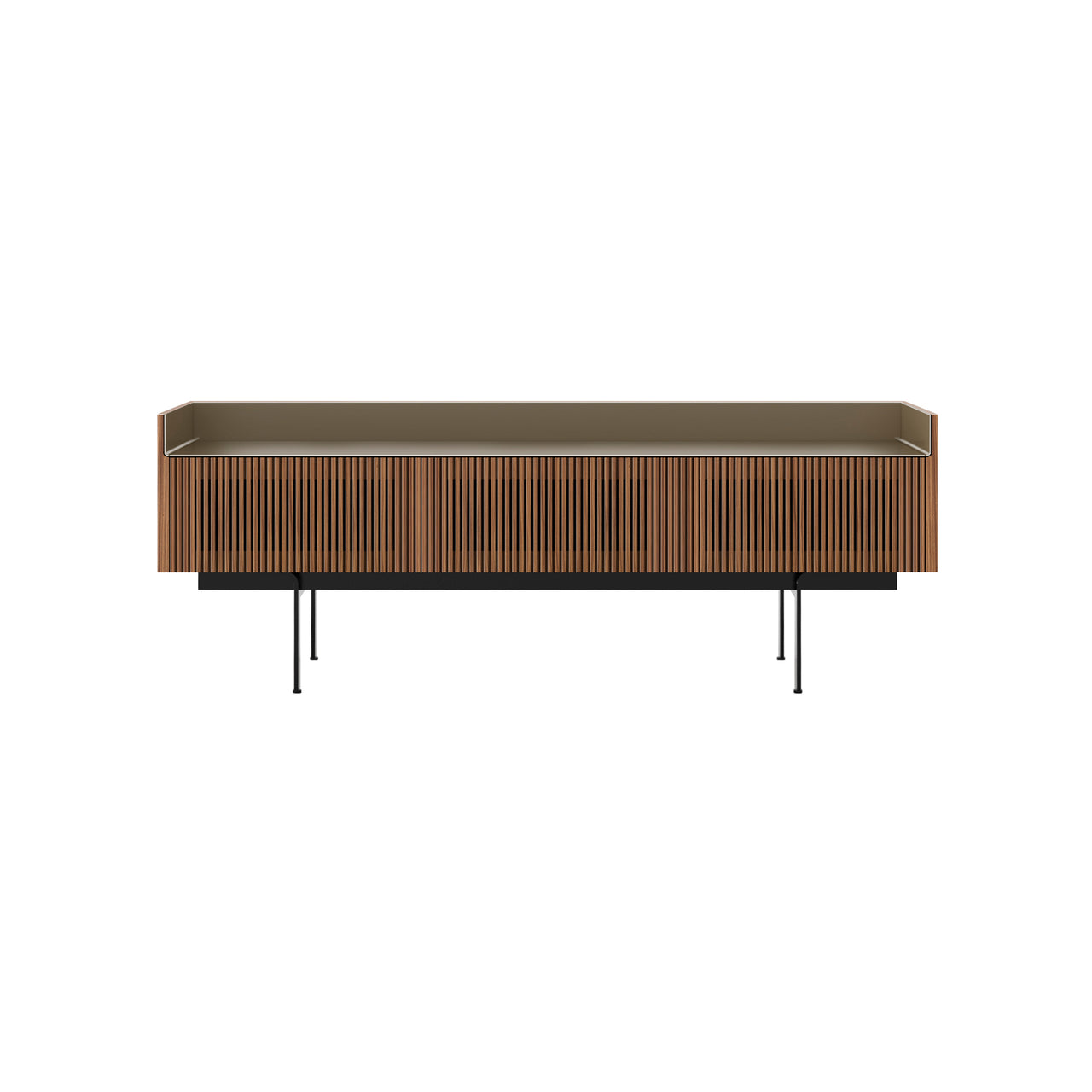 Stockholm STH354 Slim Sideboard: Composition 3 + Super-Matt Walnut + Anodized Aluminum Bronze + Black