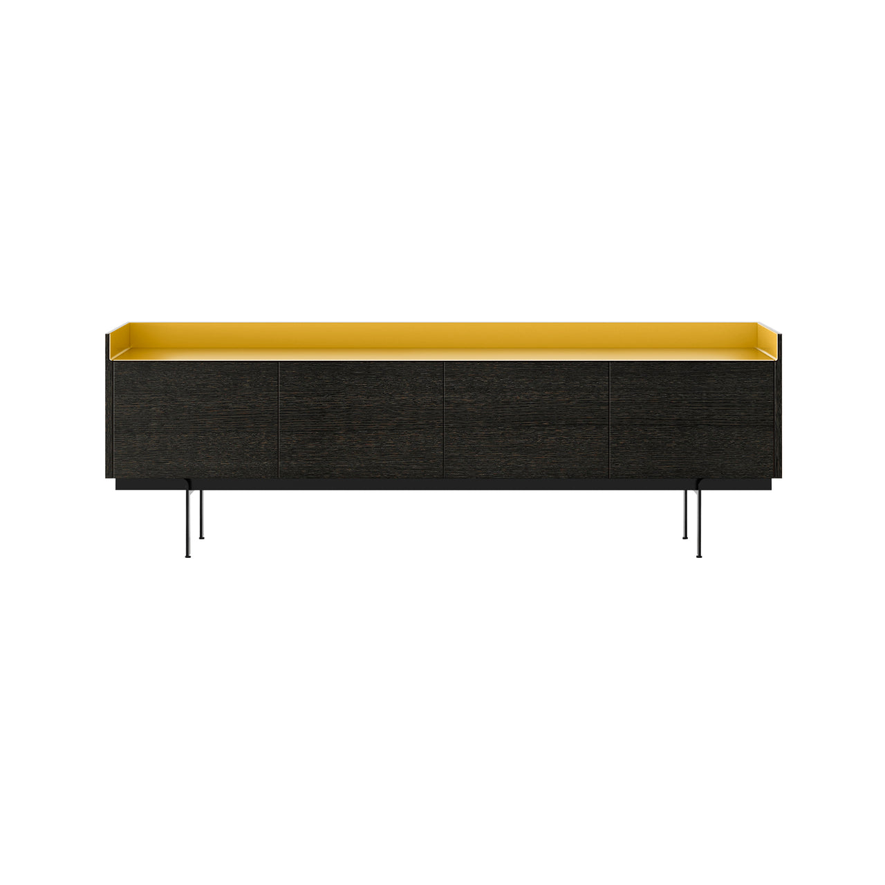 Stockholm STH401 Sideboard: Composition 3 + Dark Grey Stained Oak + Anodized Aluminum Gold + Black