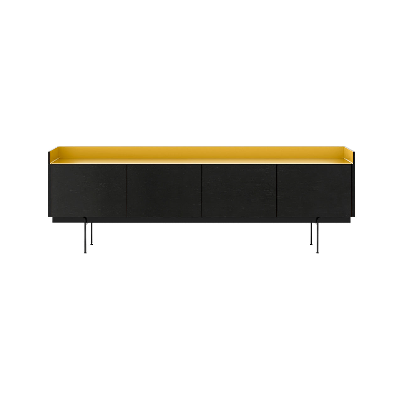 Stockholm STH401 Sideboard: Composition 3 + Ebony Stained Oak + Anodized Aluminum Gold + Black