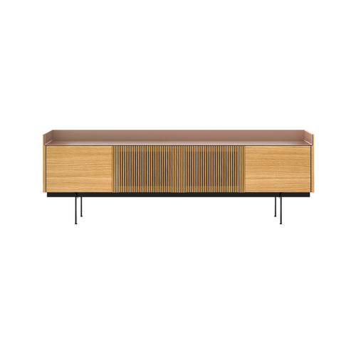 Stockholm STH403 Technic Sideboard: Composition 3 + Super-Matt Oak + Anodized Aluminum Pale Rose + Black