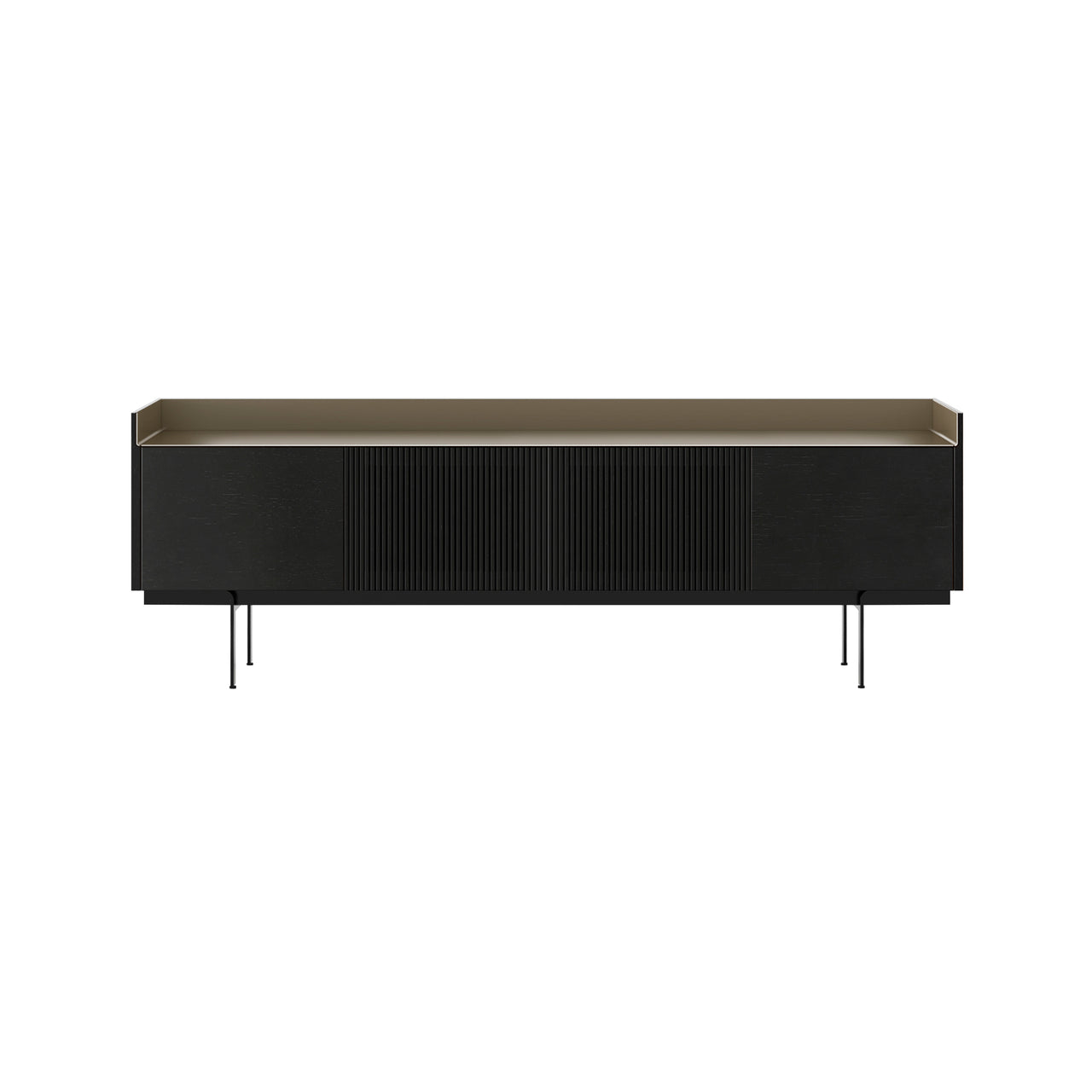 Stockholm STH403 Technic Sideboard: Composition 3 + Ebony Stained Oak + Anodized Aluminum Bronze + Black