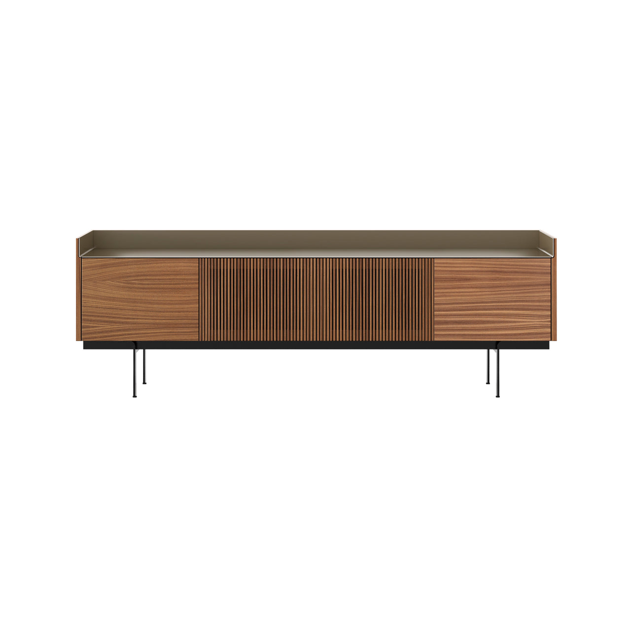 Stockholm STH403 Technic Sideboard: Composition 3 + Super-Matt Walnut + Anodized Aluminum Bronze + Black