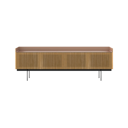 Stockholm STH404 Technic Sideboard: Composition 3 + Super-Matt Oak + Anodized Aluminum Pale Rose + Black