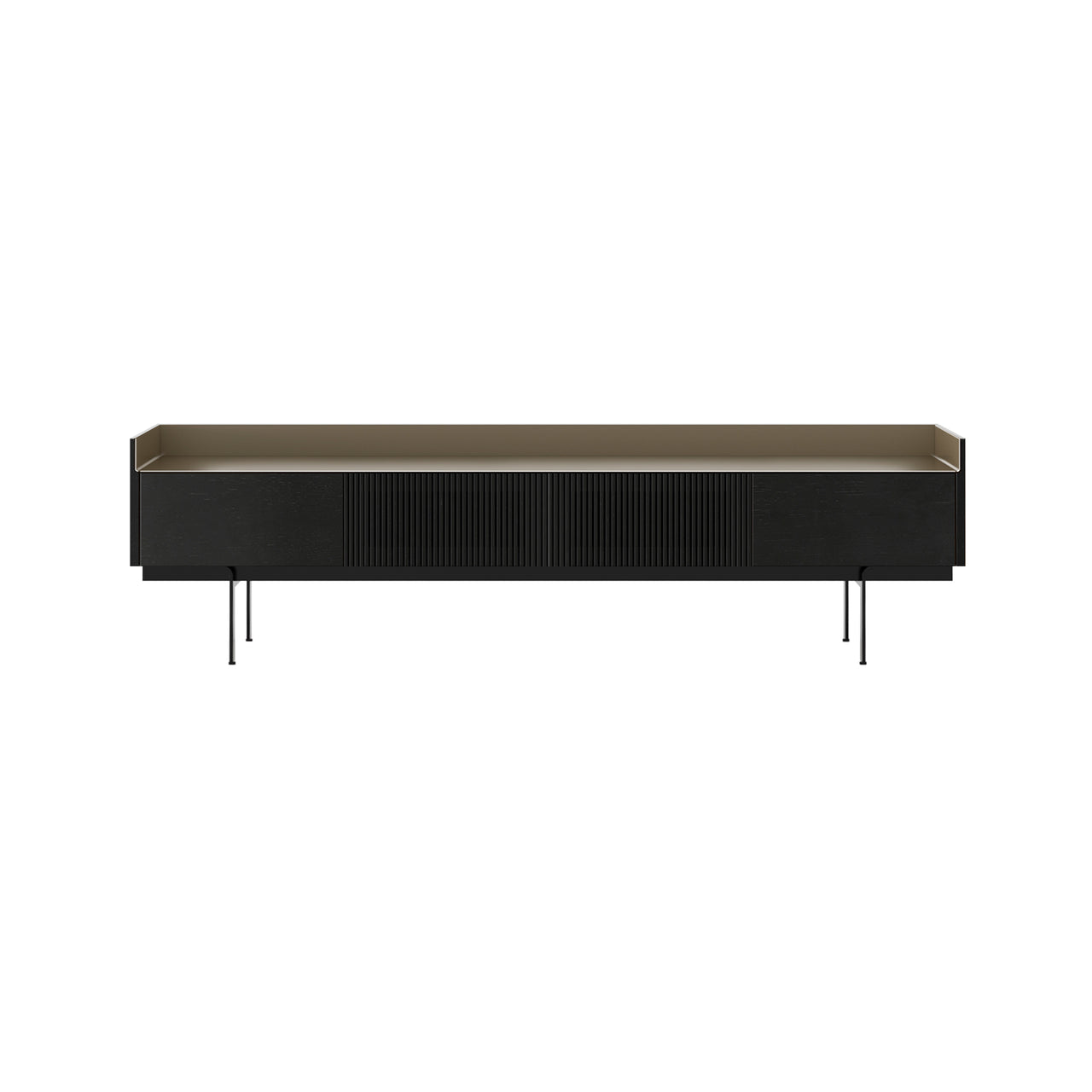 Stockholm Slim Sideboard: STH453 + Ebony Stained Oak + Anodized Aluminum Bronze + Black