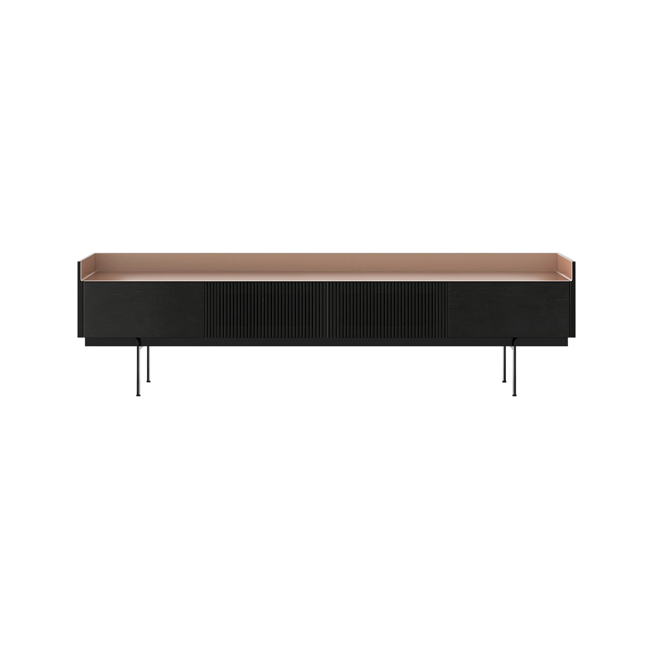 Stockholm Slim Sideboard: STH453 + Ebony Stained Oak + Anodized Aluminum Pale Rose + Black