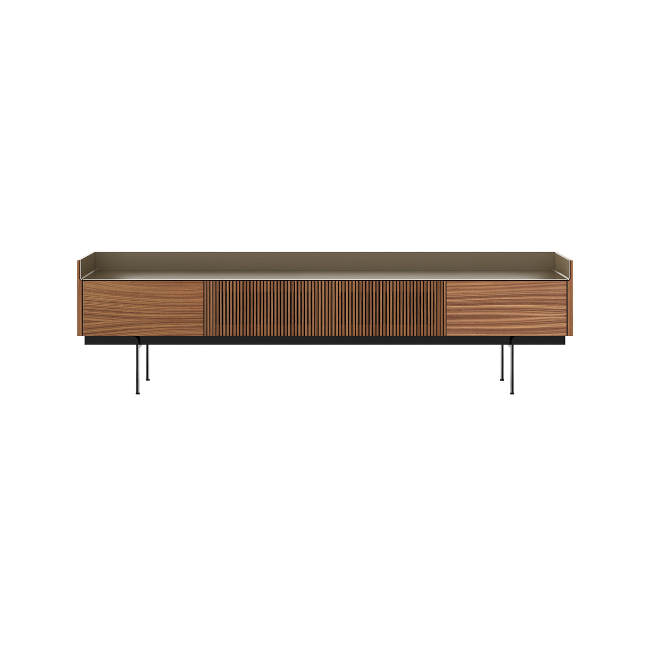 Stockholm STH453 Slim Sideboard: Composition 3 + Super-Matt Walnut + Anodized Aluminum Bronze + Black
