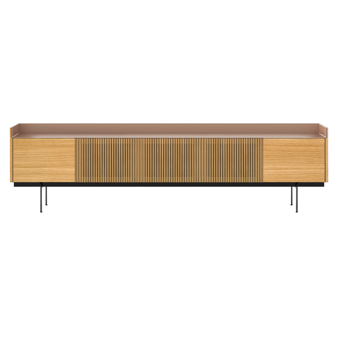 Stockholm Technic Sideboard: STH504 + Super-Matt Oak + Anodized Aluminum Pale Rose + Black