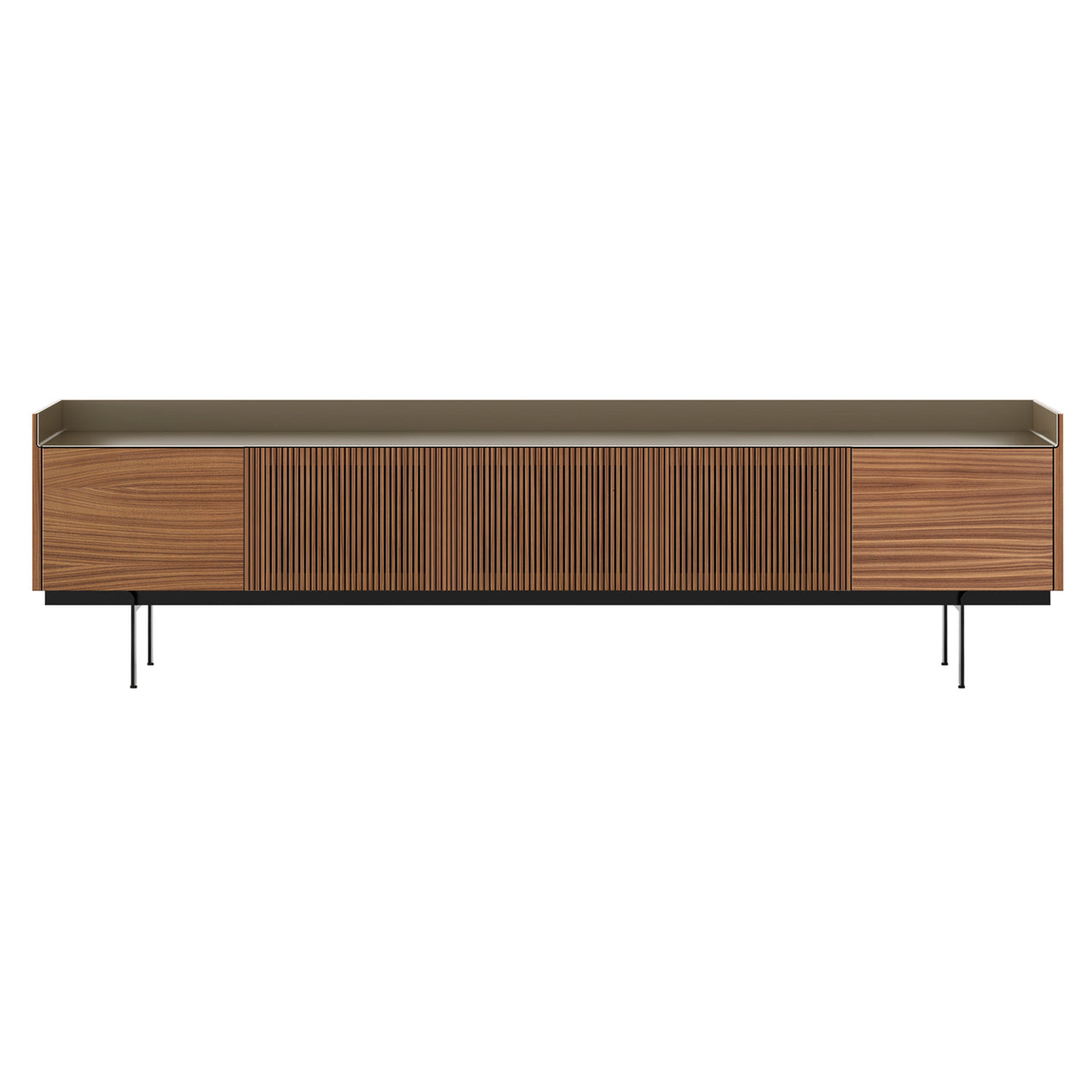 Stockholm Technic Sideboard: STH504 + Walnut Stained Walnut + Anodized Aluminum Bronze + Black