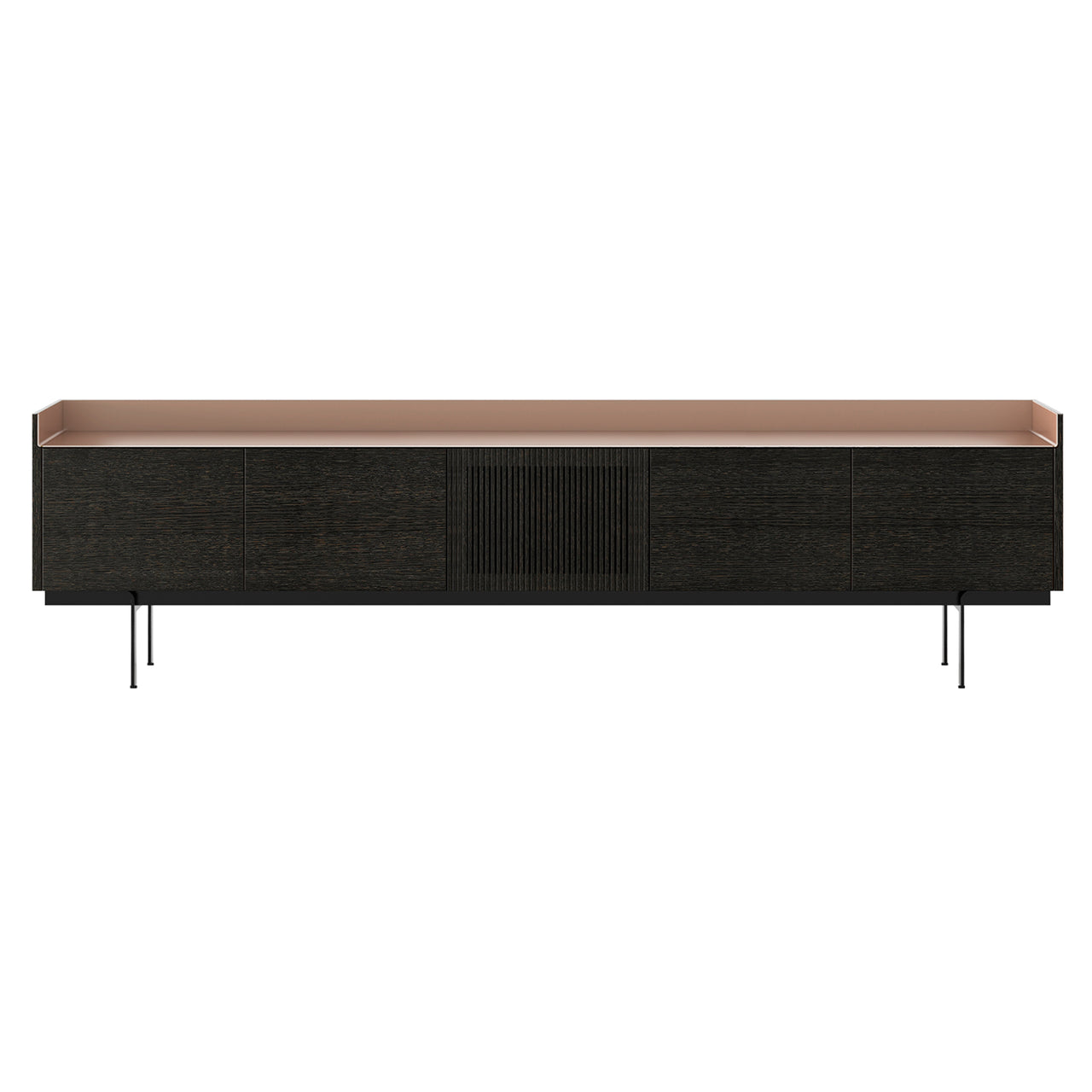 Stockholm Technic Sideboard: STH506 + Dark Grey Stained Oak + Anodized Aluminum Pale Rose + Black