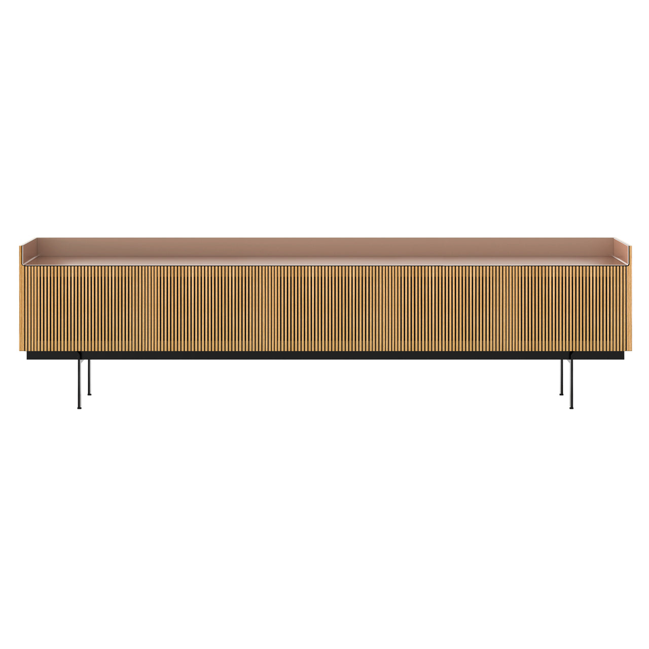 Stockholm Technic Sideboard: STH507 + Super-Matt Oak + Anodized Aluminum Pale Rose + Black