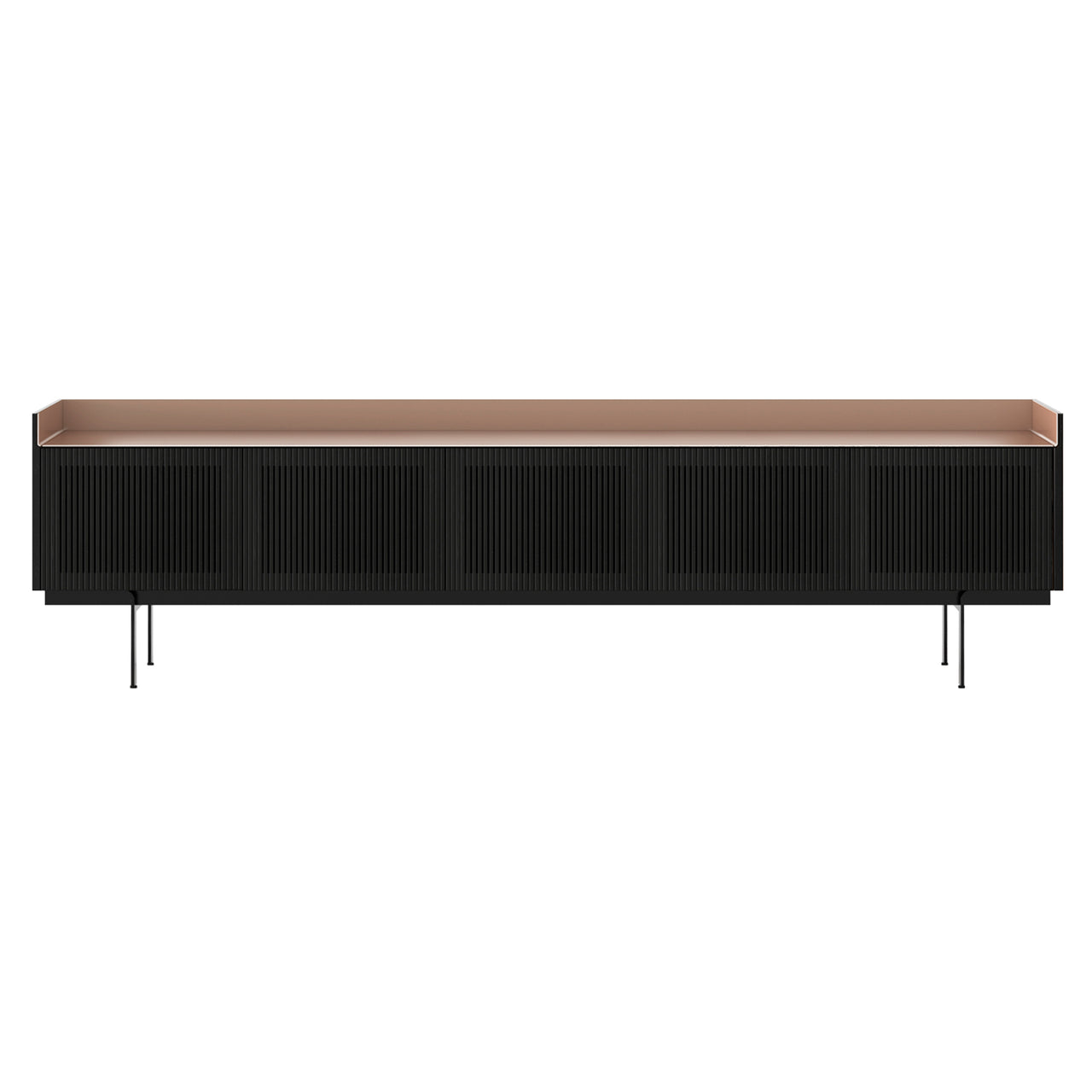 Stockholm Technic Sideboard: STH507 + Ebony Stained Oak + Anodized Aluminum Pale Rose + Black