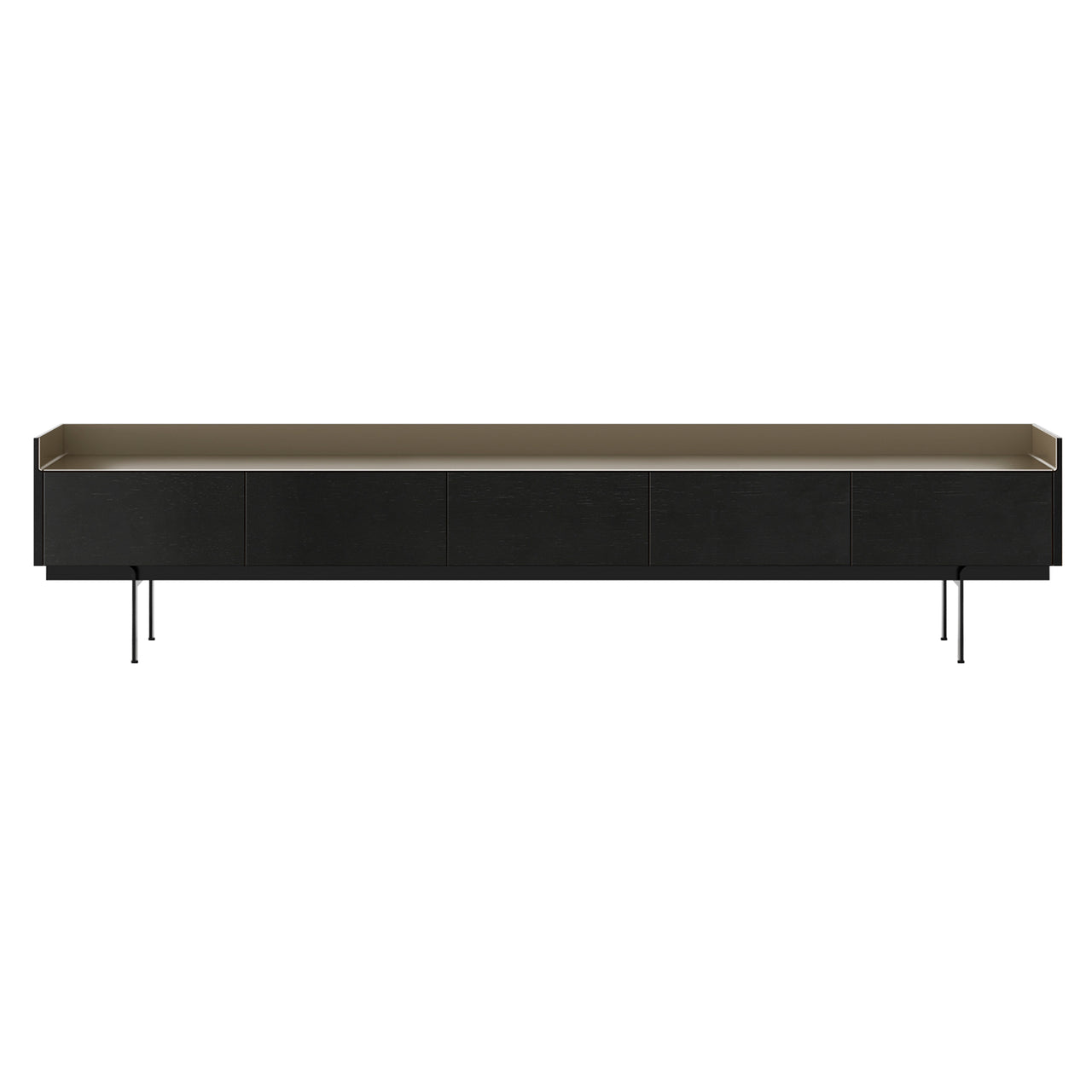 Stockholm Slim Sideboard: STH553 + Ebony Stained Oak + Anodized Aluminum Pale Rose + Black