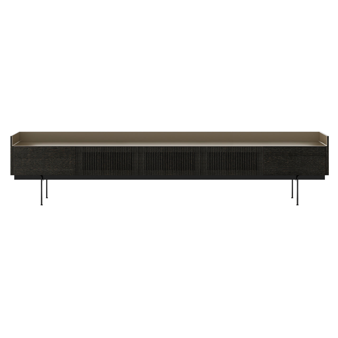 Stockholm Slim Sideboard: STH556 + Dark Grey Stained Oak + Anodized Aluminum Bronze + Black