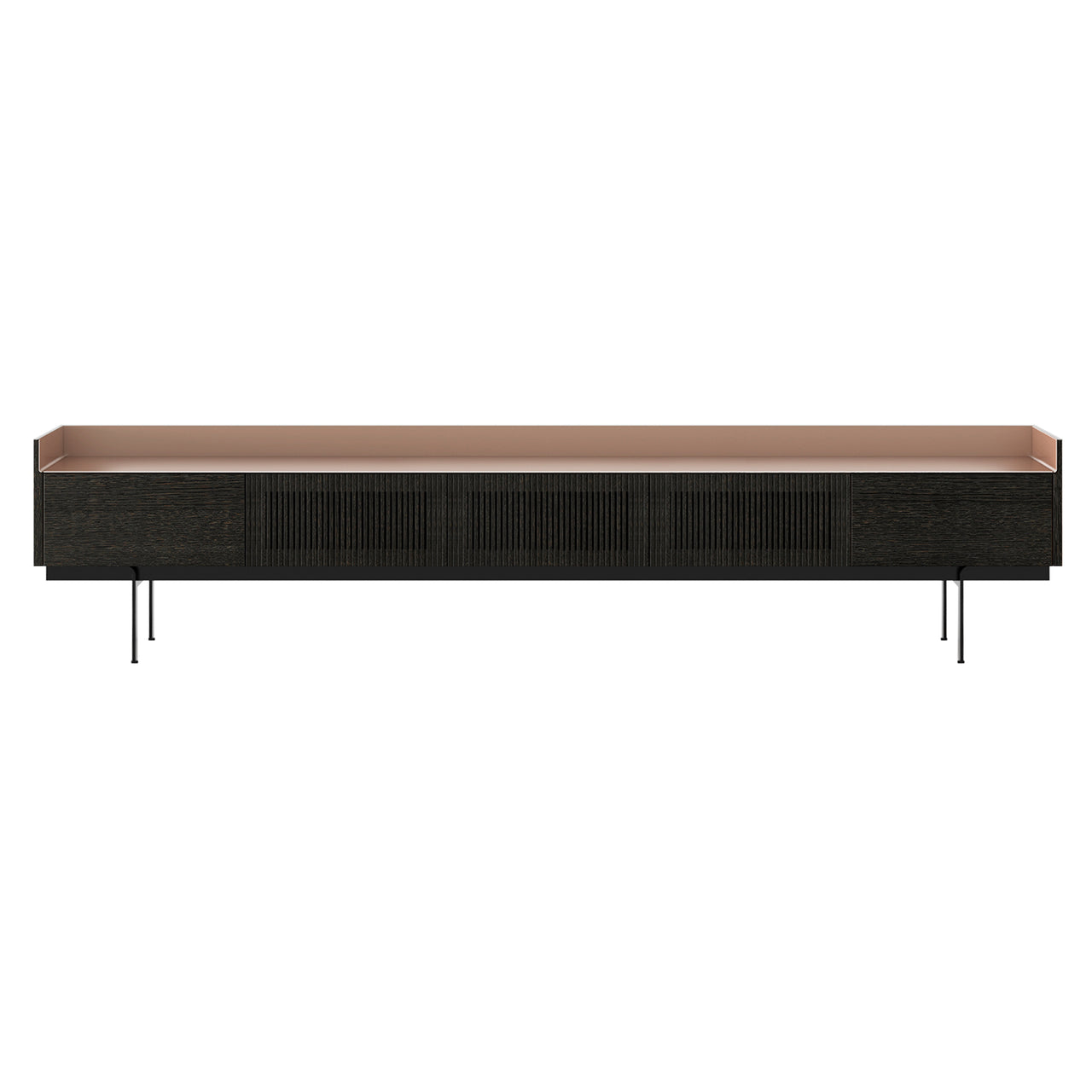 Stockholm Slim Sideboard: STH556 + Dark Grey Stained Oak + Anodized Aluminum Pale Rose + Black