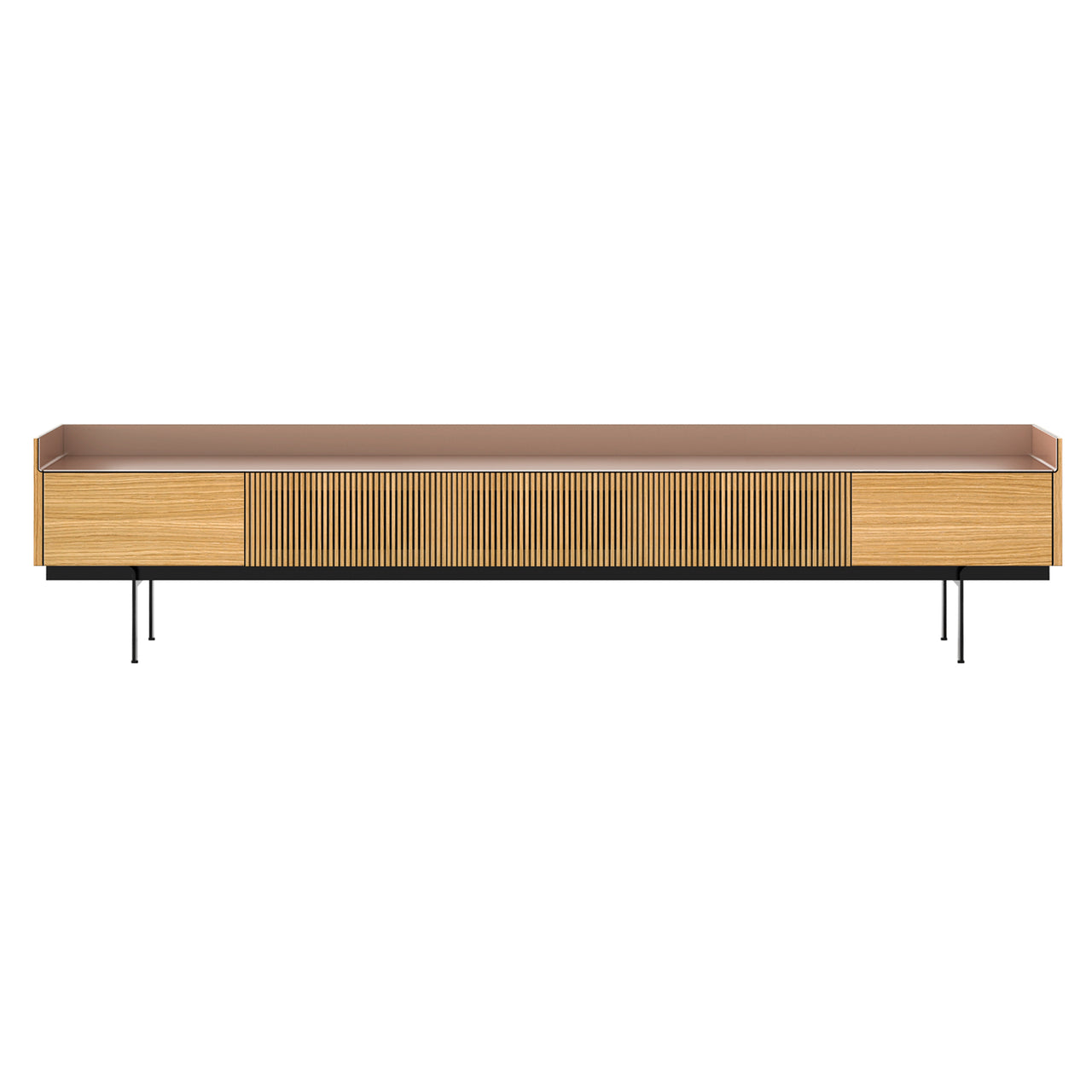 Stockholm Slim Sideboard: STH556 + Super-Matt Oak + Anodized Aluminum Pale Rose + Black