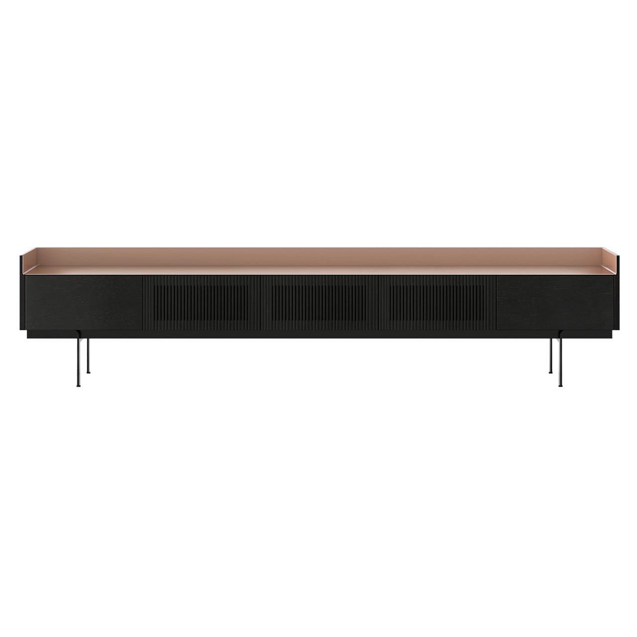 Stockholm Slim Sideboard: STH556 + Ebony Stained Oak + Anodized Aluminum Pale Rose + Black