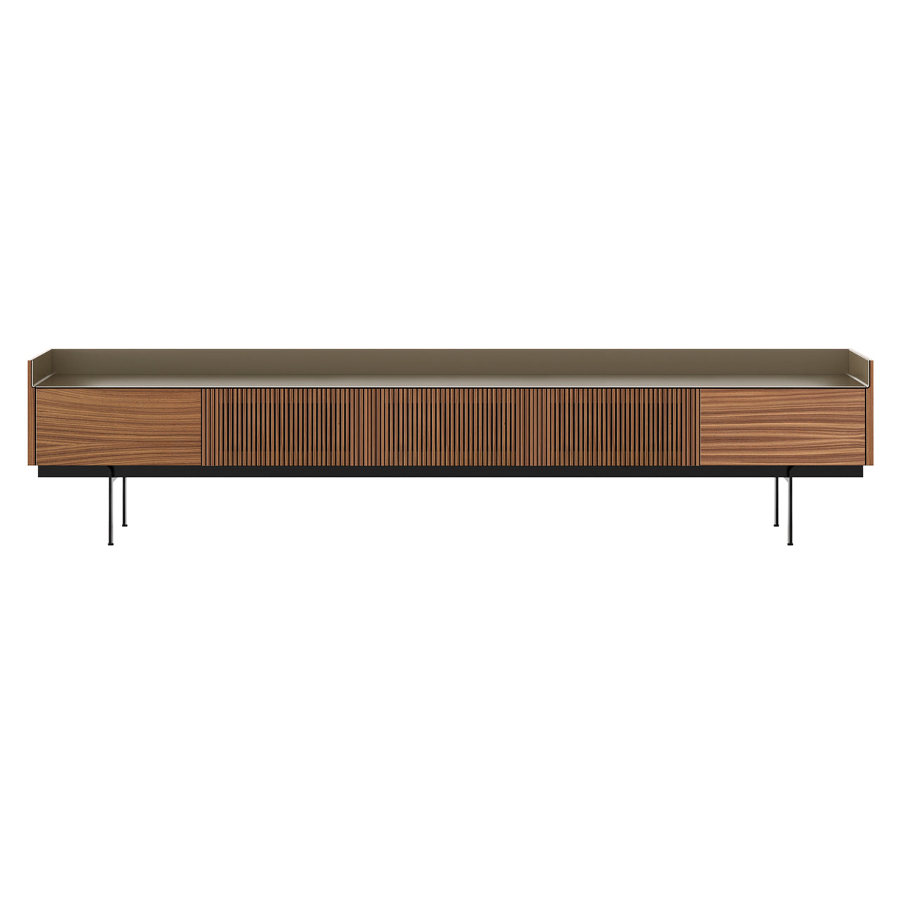 Stockholm Slim Sideboard: STH556 + Walnut Stained Walnut + Anodized Aluminum Bronze + Black