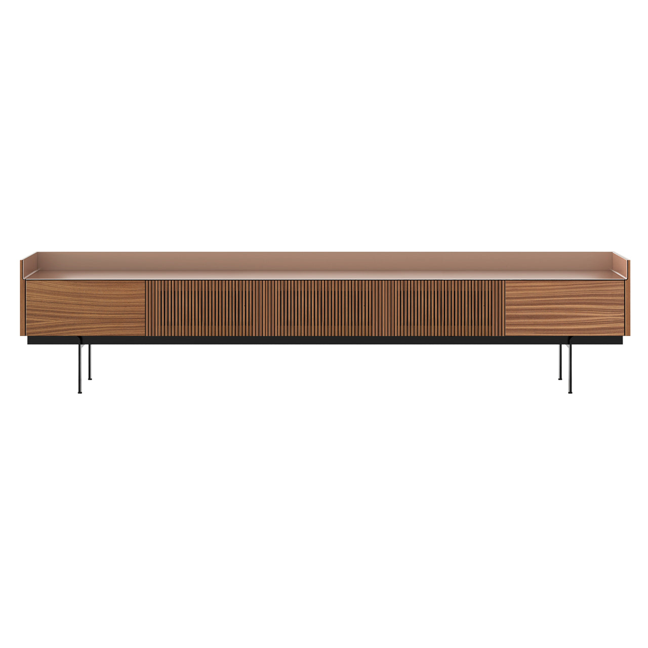 Stockholm Slim Sideboard: STH556 + Walnut Stained Walnut + Anodized Aluminum Pale Rose + Black