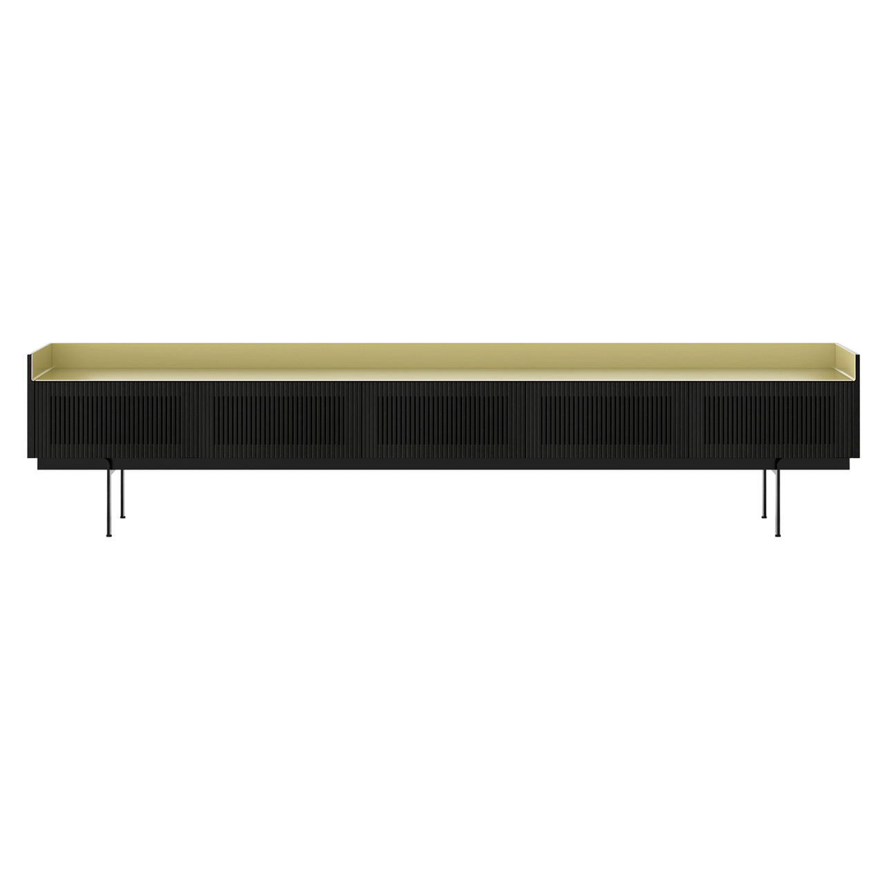 Stockholm Slim Sideboard: STH557 + Dark Grey Stained Oak + Anodized Aluminum Gold + Black