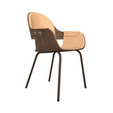 Showtime Nude Chair with Metal Base: Interior Seat + Armrest + Backrest Cushion + Walnut + Pale Brown