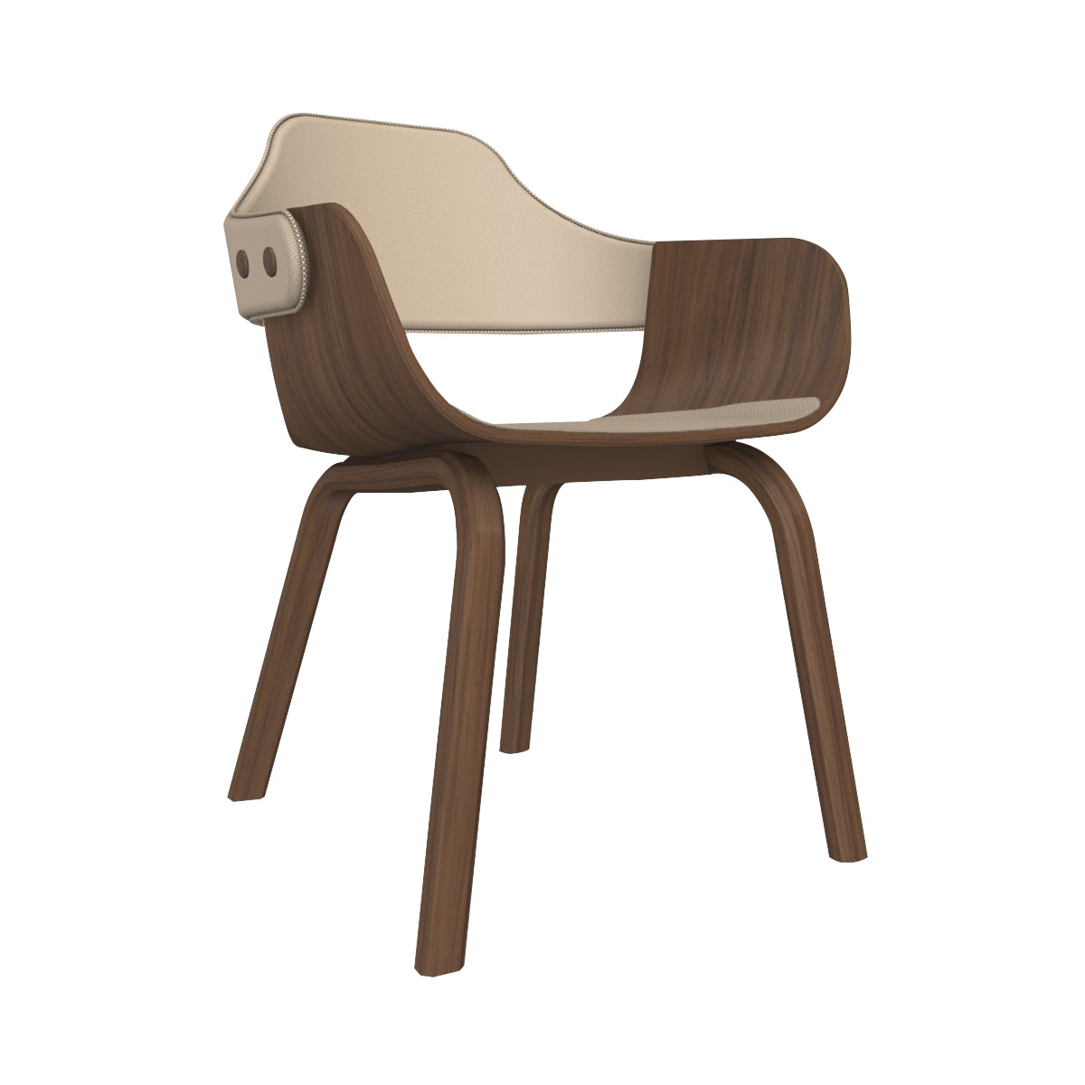 Showtime Chair: Seat + Backrest Upholstered + Walnut